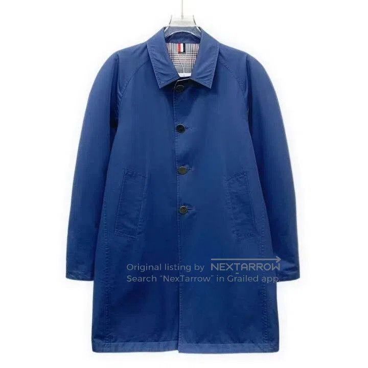 Thom Browne Thom Browne Blue Check Cotton Trench Coat. Size US S / EU 44-46 / 1 - 1 Thumbnail