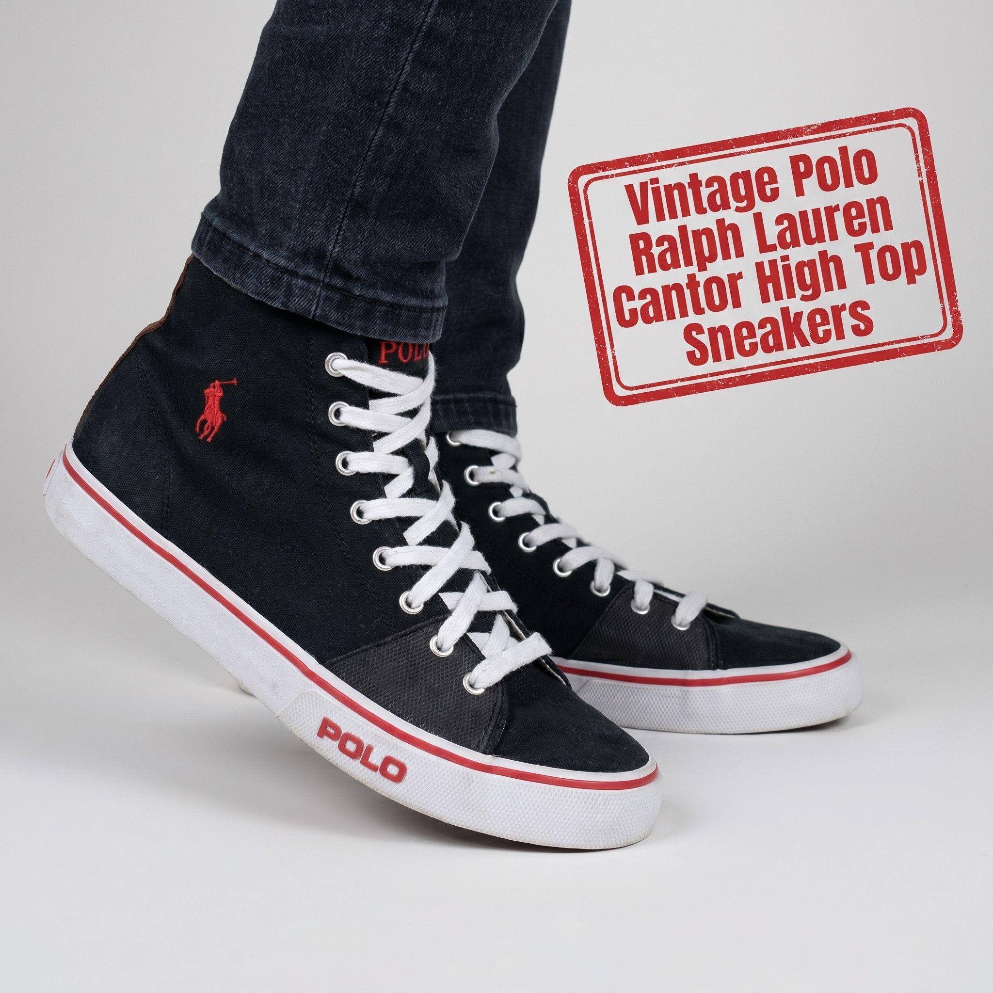 Polo Ralph Lauren Vintage Polo Ralph Lauren Cantor High Top Sneakers Size US 10.5 / EU 43-44 - 1 Thumbnail