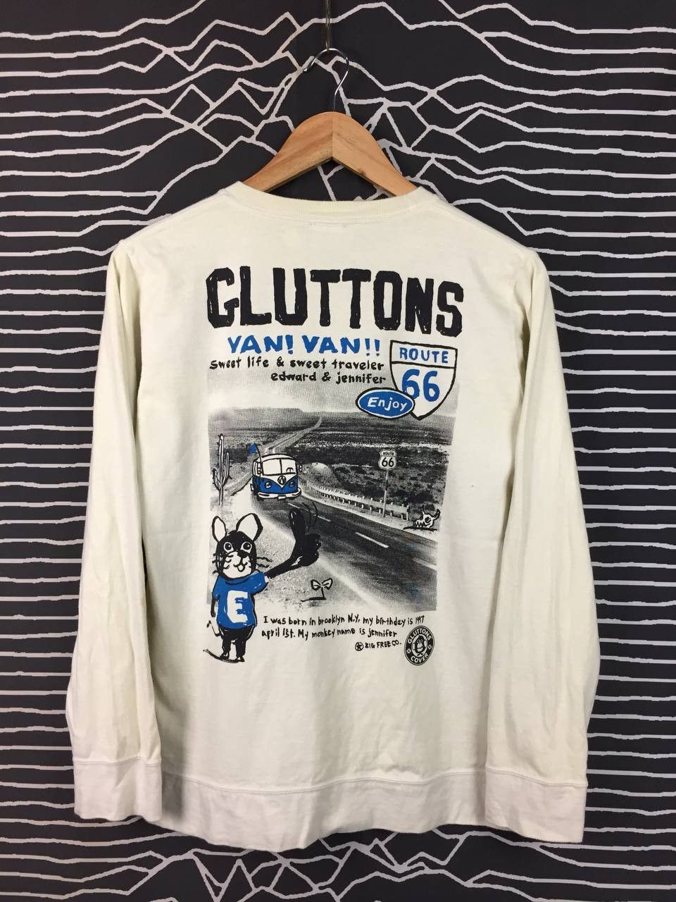 Japanese Brand Vtg Free Company GLUTTONS VW Van Route 66 Long Sleeve Tee Size US S / EU 44-46 / 1 - 9 Thumbnail