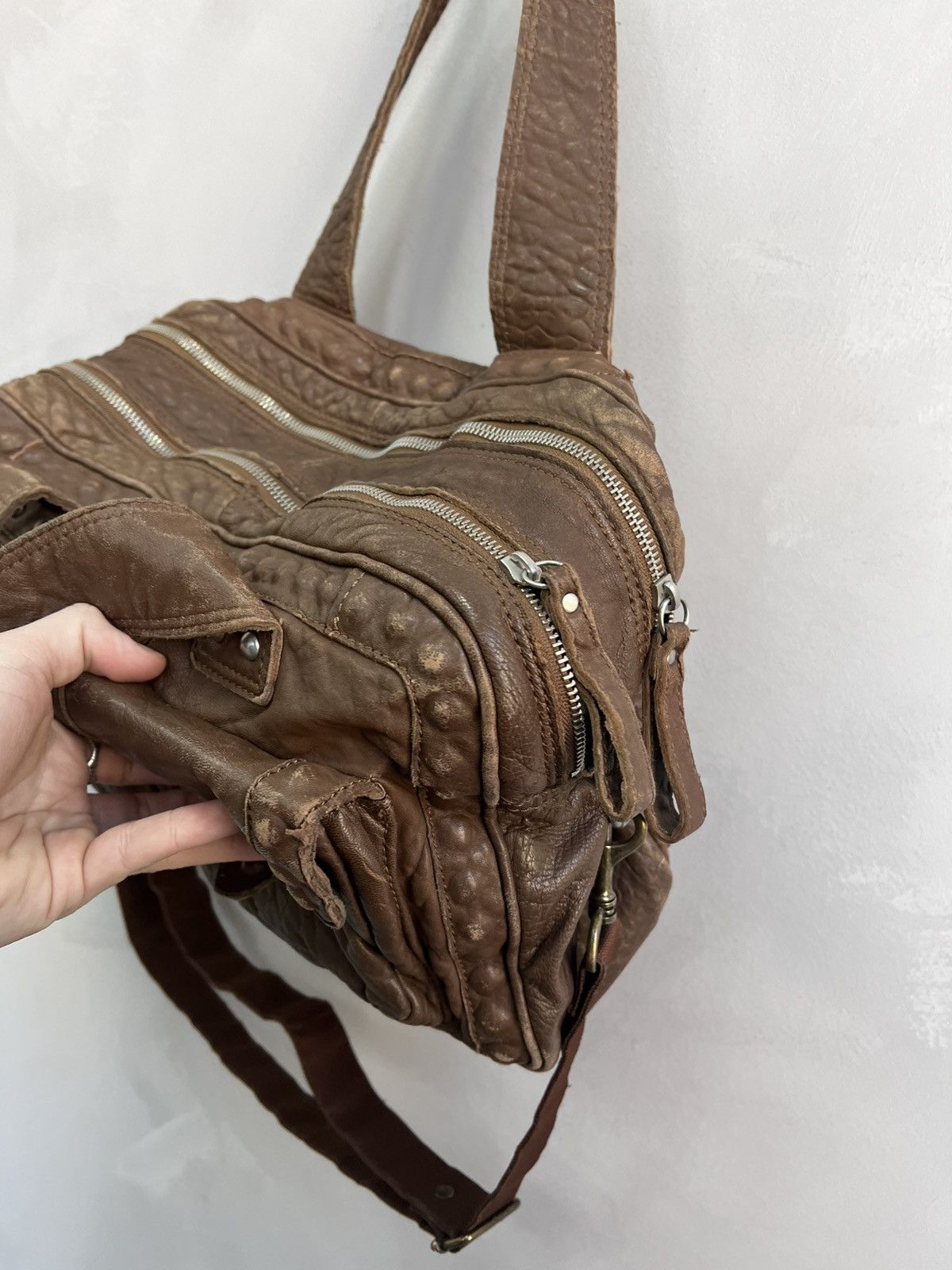 Le Grande Bleu (L.G.B.) × Vintage Leather studded 00s Haversack Messenger Bag Y2K Vintage Size ONE SIZE - 5 Thumbnail