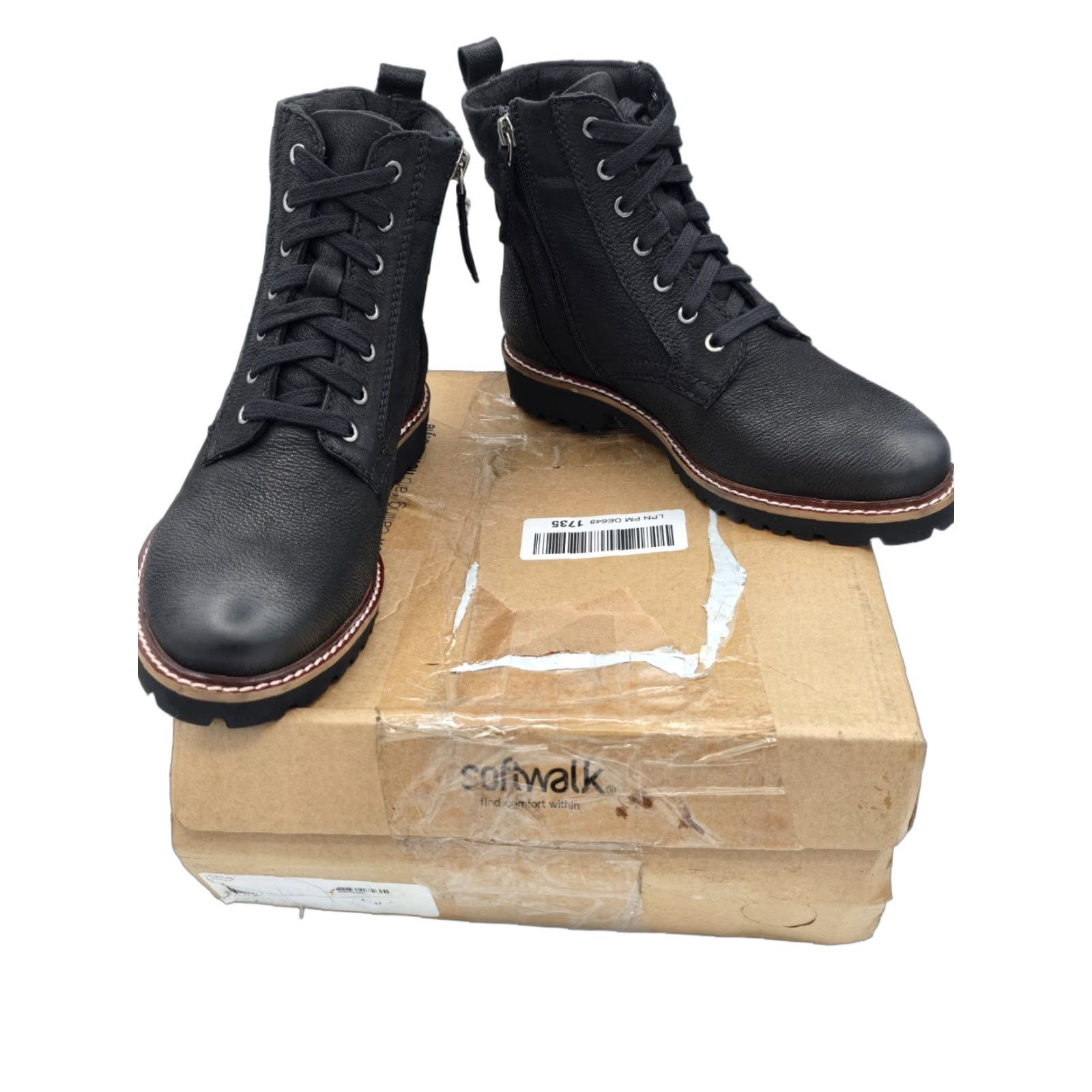 VINTAGE SoftWalk Icara Women's Combat Ankle Boots Sz Leather