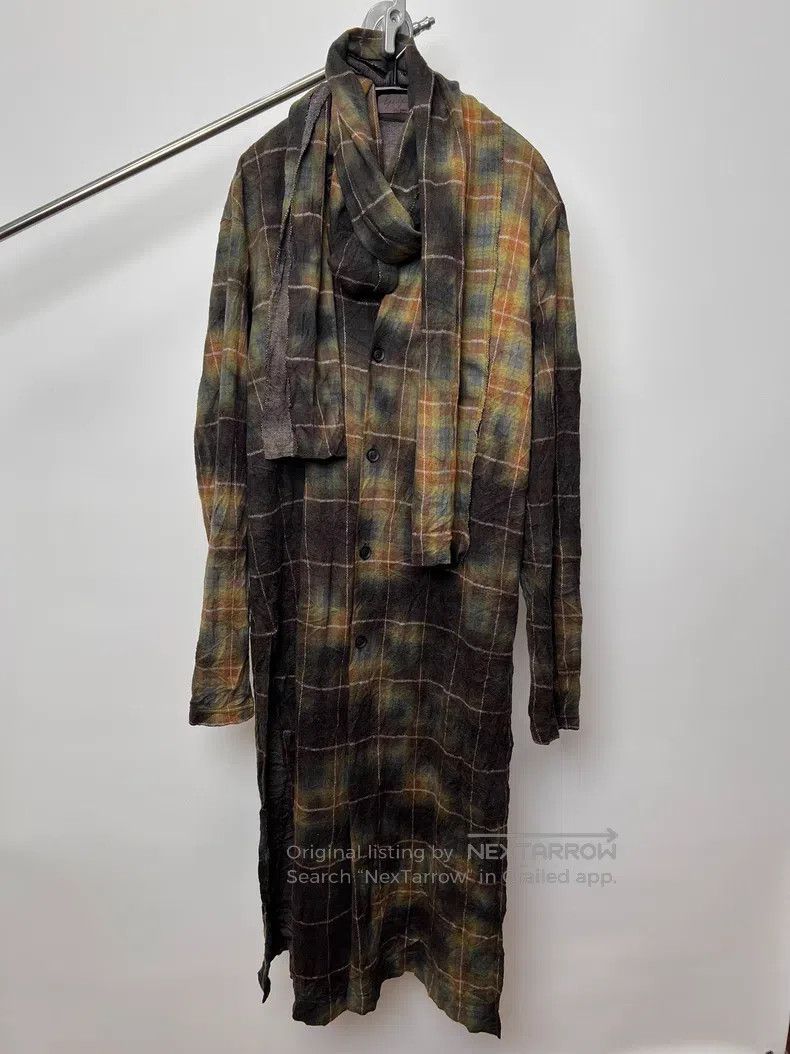 Yohji Yamamoto YOHJI YAMAMOTO Plaid Faded Wool and Polyester Bathrobe Coa Size US L / EU 52-54 / 3 - 2 Thumbnail