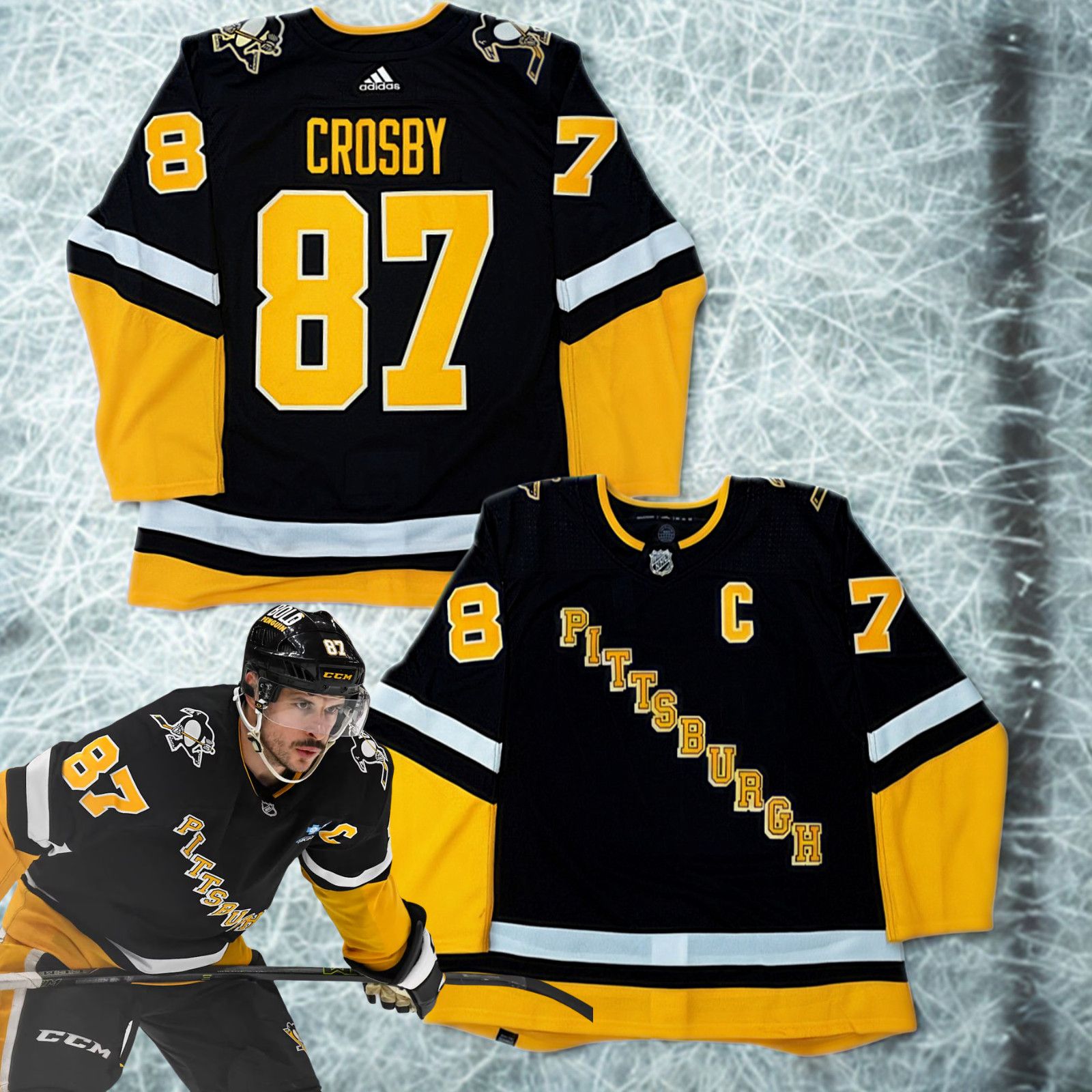 Adidas Sidney Crosby Pittsburgh Penguins Adidas Jersey Sz. 56 2XL Size US XXL / EU 58 / 5 - 1 Thumbnail