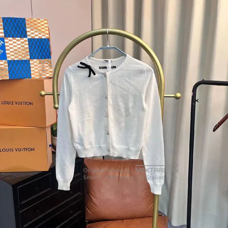 Miu Miu Miu Miu White Women's Cardigan Sweater . Size M / US 6-8 / IT 42-44 - 1 Thumbnail