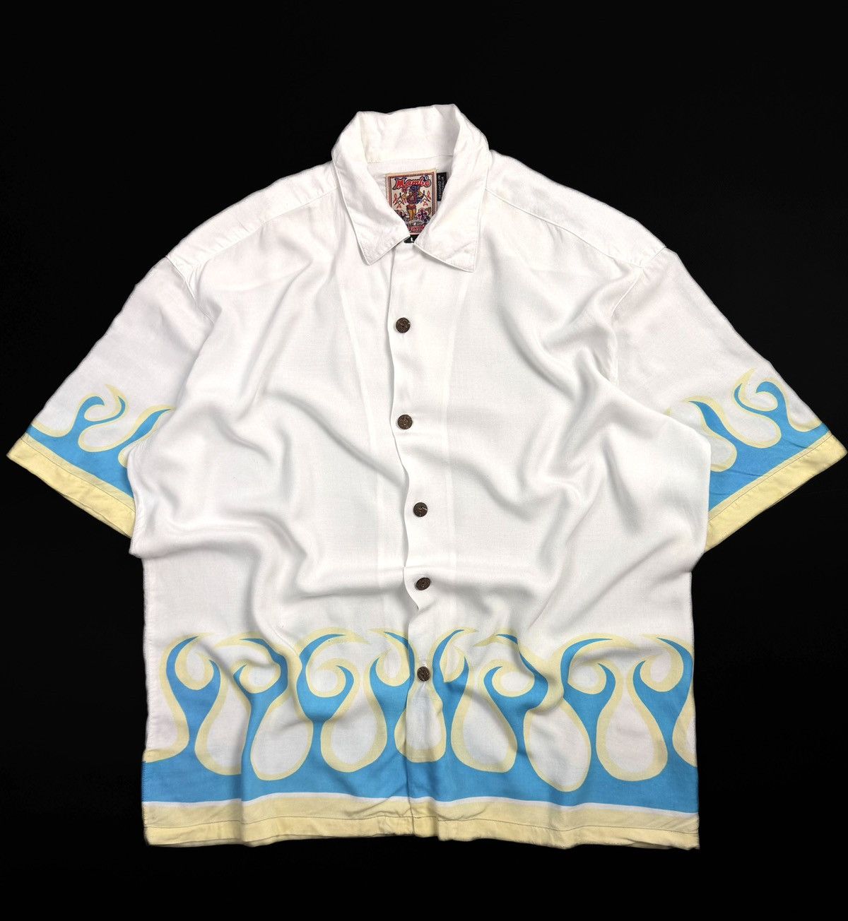 Mambo 90s Mambo Vintage Button Up Shirt White Flame Print Y2K Size US L / EU 52-54 / 3 - 1 Thumbnail