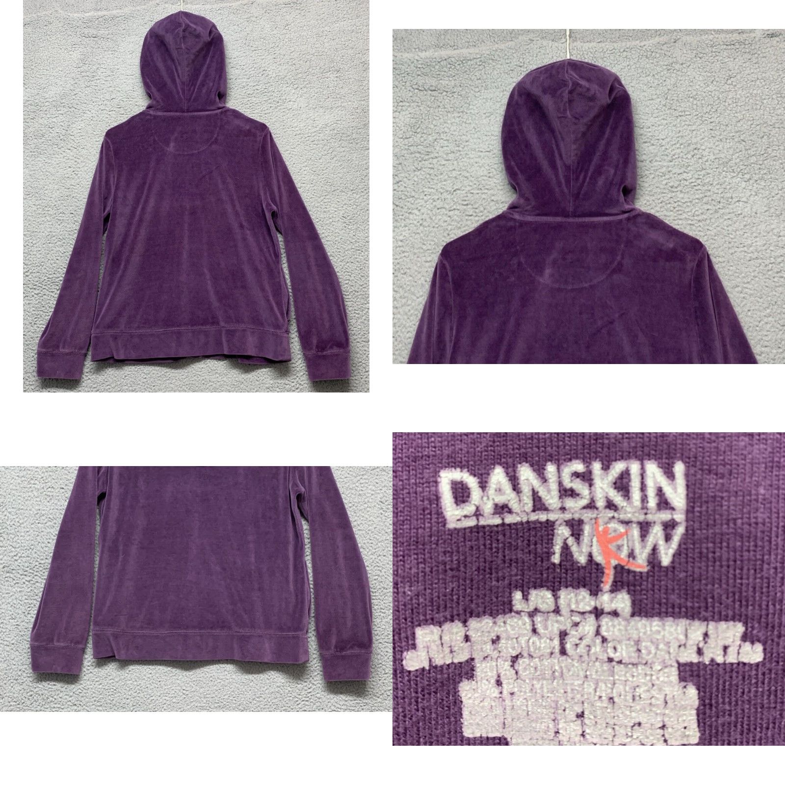 Vintage Danskin Now Women’s Jacket Full Zip Hooded Purple 2-Pockets Size Large-Adult Regular Fleece Polyester Size S / US 4 / IT 40 - 8 Thumbnail