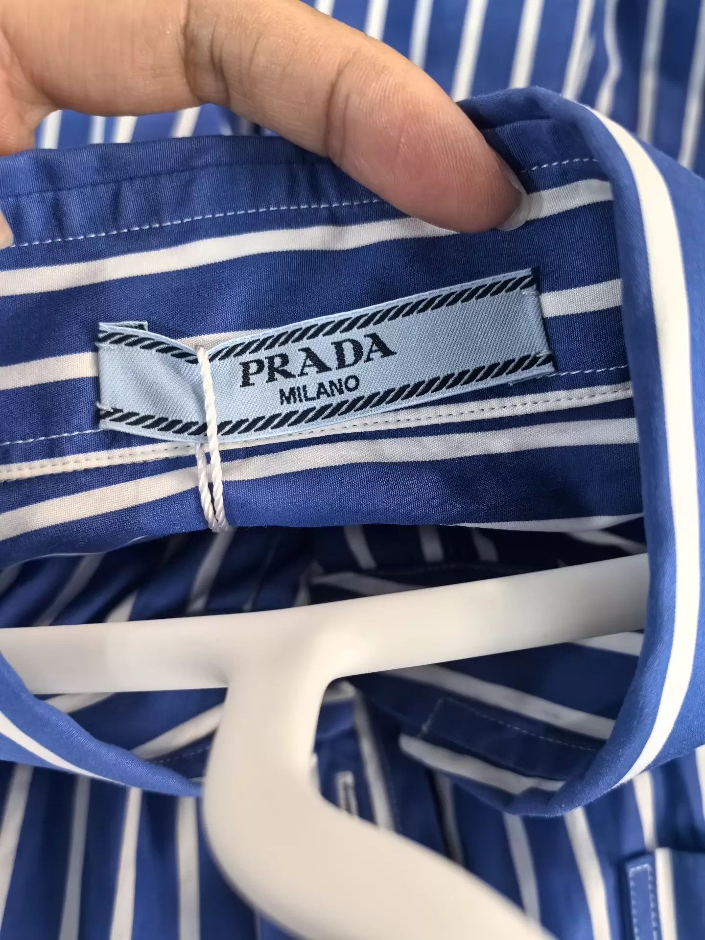 Prada Prada Women's Blue/White Stripe Dress w/ Triangle Logo Size XS / US 0-2 / IT 36-38 - 3 Thumbnail