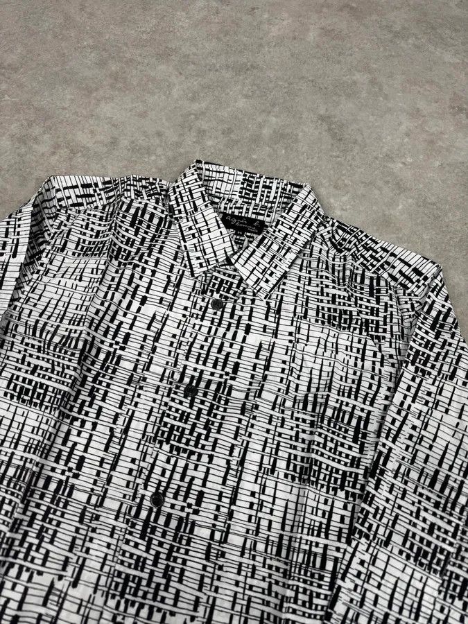 agnes b. Agnès B Trompe L’oeil Script Abstract Black & White Shirt Size US M / EU 48-50 / 2 - 5 Thumbnail