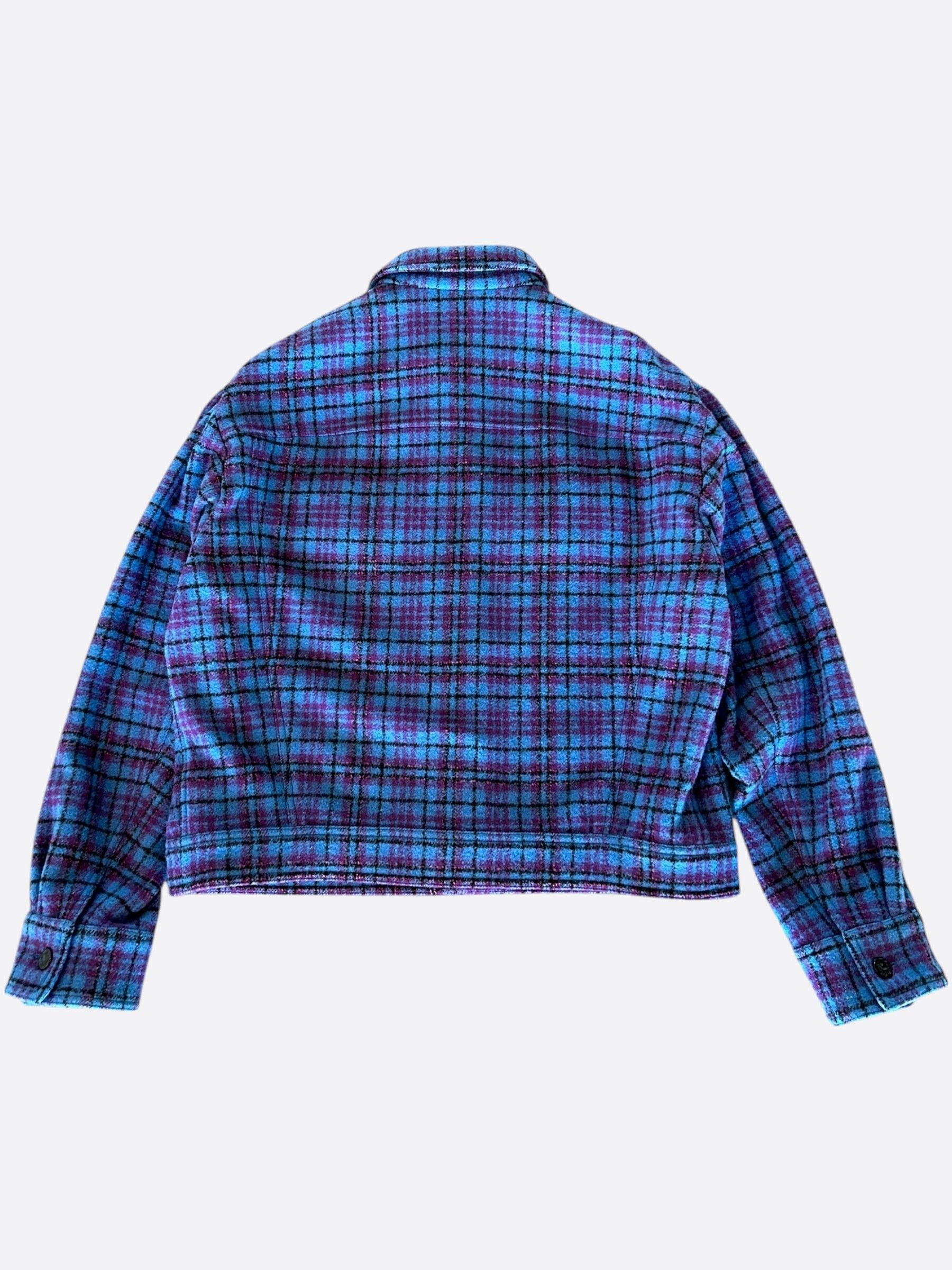 Louis Vuitton Louis Vuitton Blue & Purple Plaid Trucker Jacket Size US L / EU 52-54 / 3 - 2 Thumbnail
