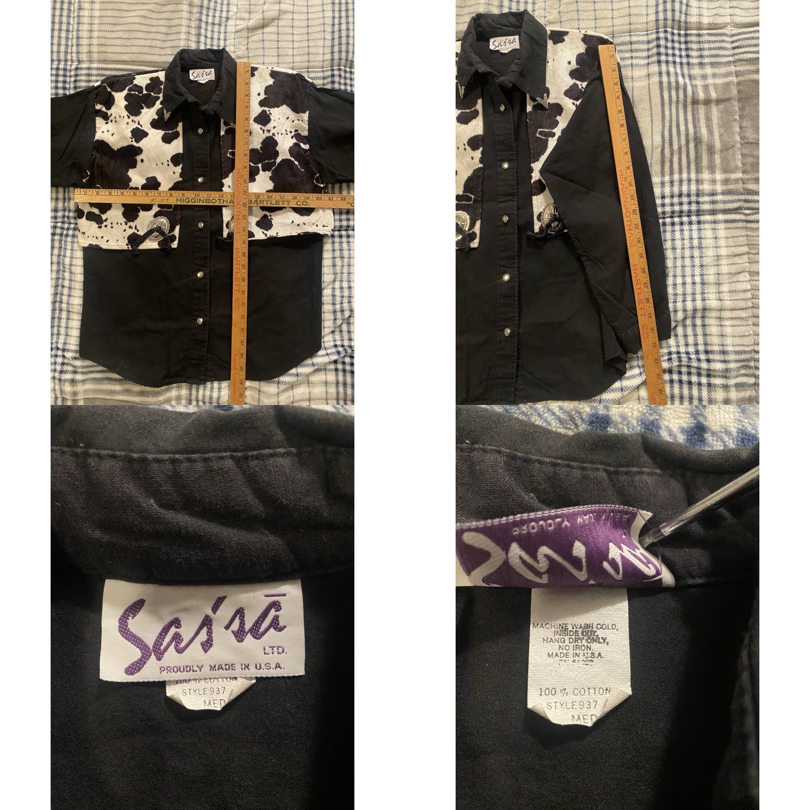 Vintage VINTAGE Sas’sa Western Shirt Womens Black Embellished Button Up 1980s Size M Size M / US 6-8 / IT 42-44 - 8 Thumbnail