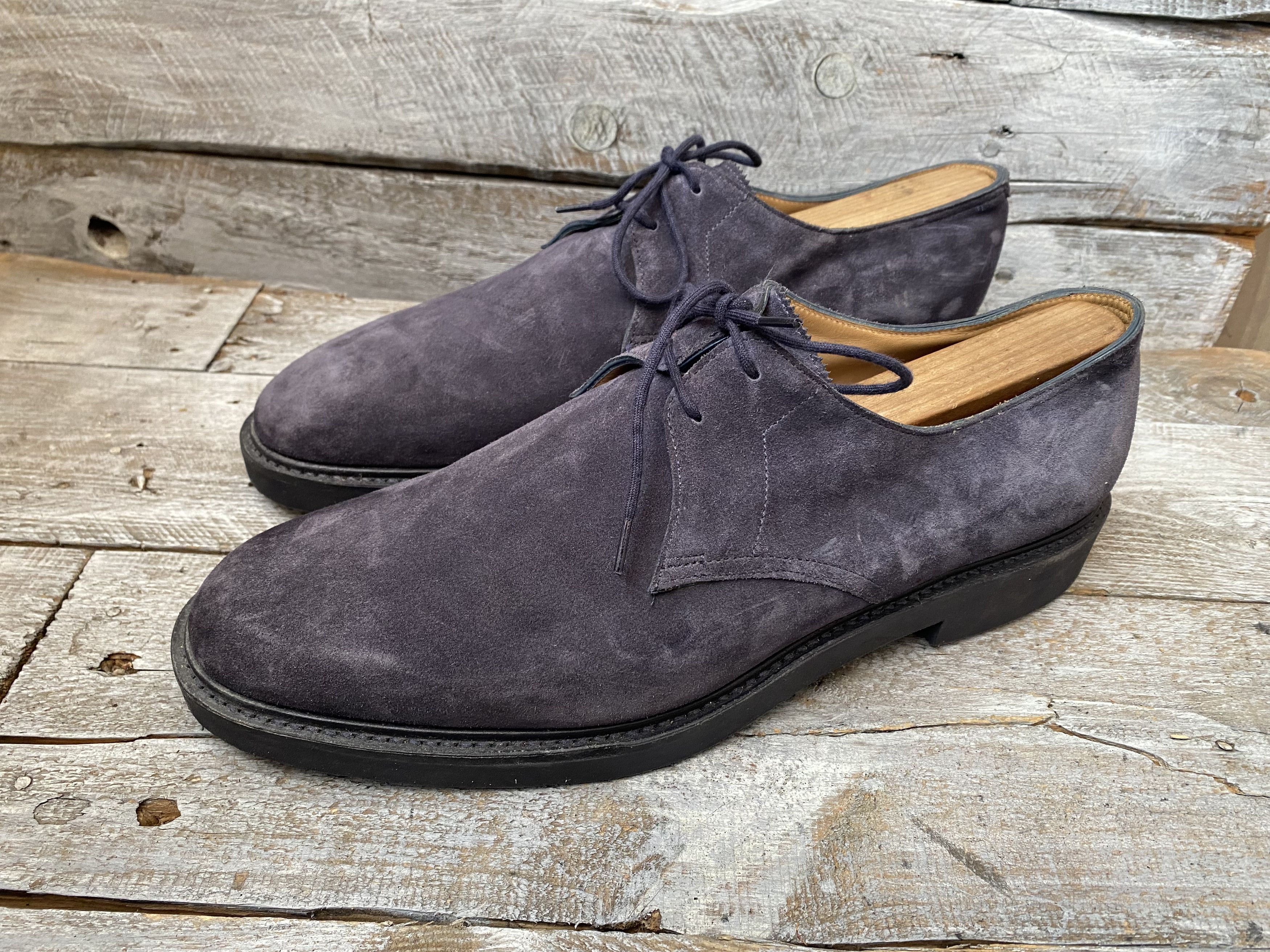 John Lobb John lobb blue suede derby leather shoes Uk 9EE Size US 10 / EU 43 - 4 Thumbnail