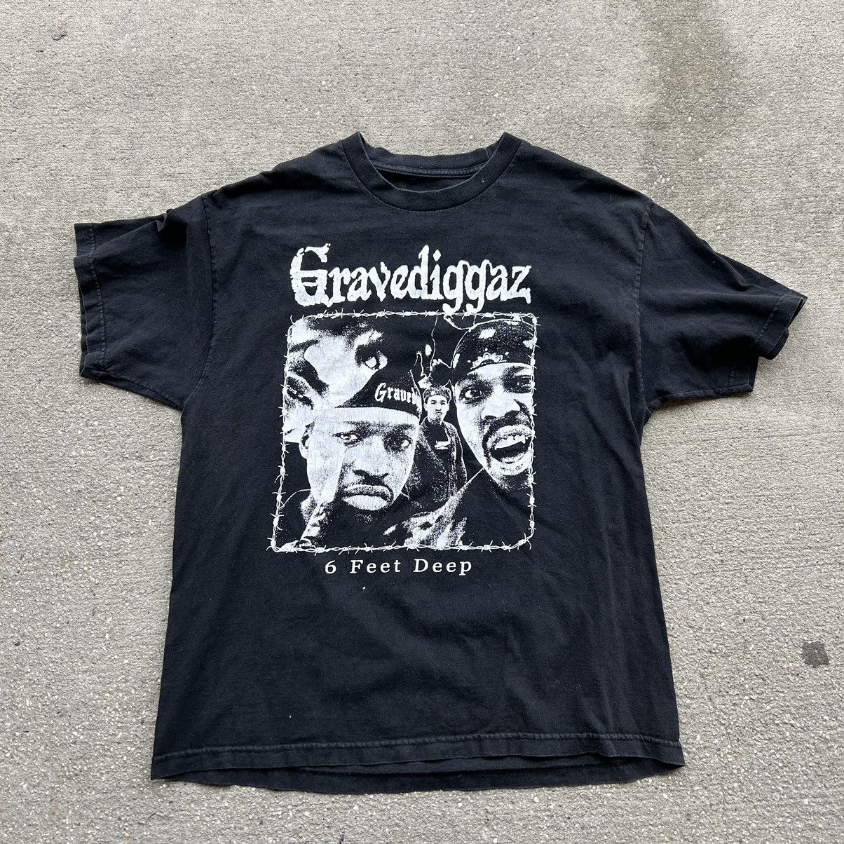 image of Rap Tees x Vintage Y2K Gravediggaz 6 Feet Deep Rap T Shirt in Black, Men's (Size XL)