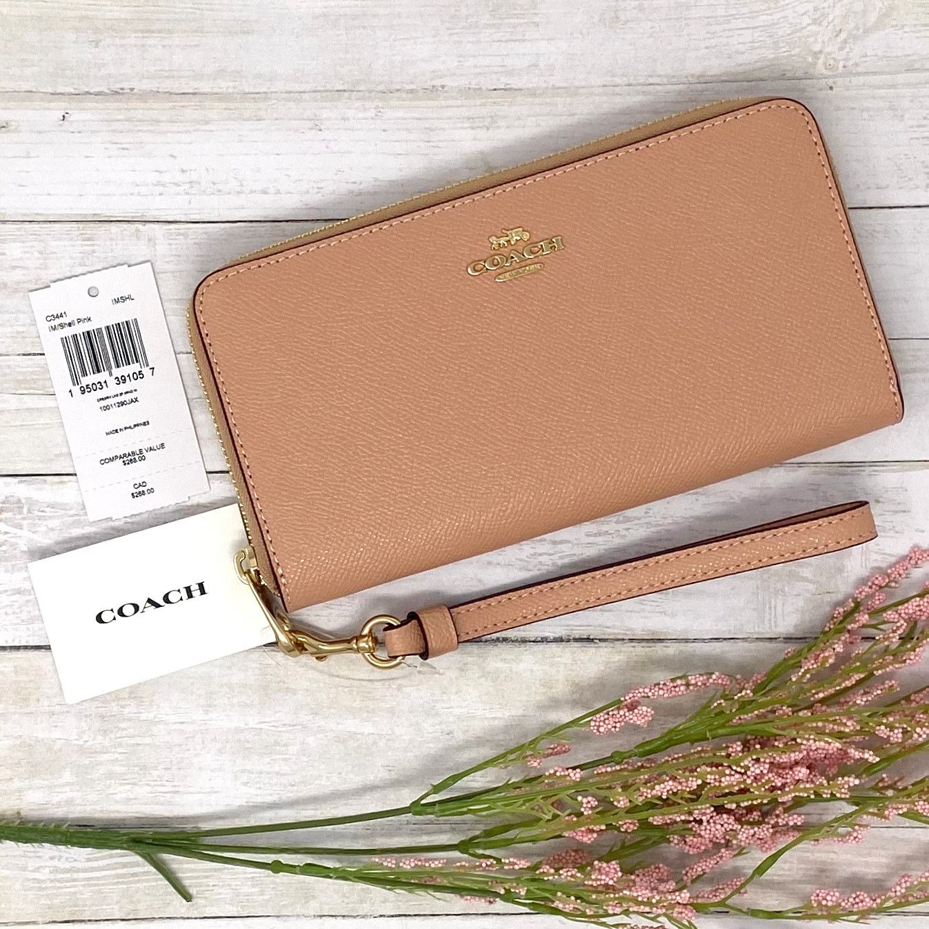Coach Coach Long Zip Around Wallet in Shell Pink Leather C3441 New Size ONE SIZE - 4 Thumbnail