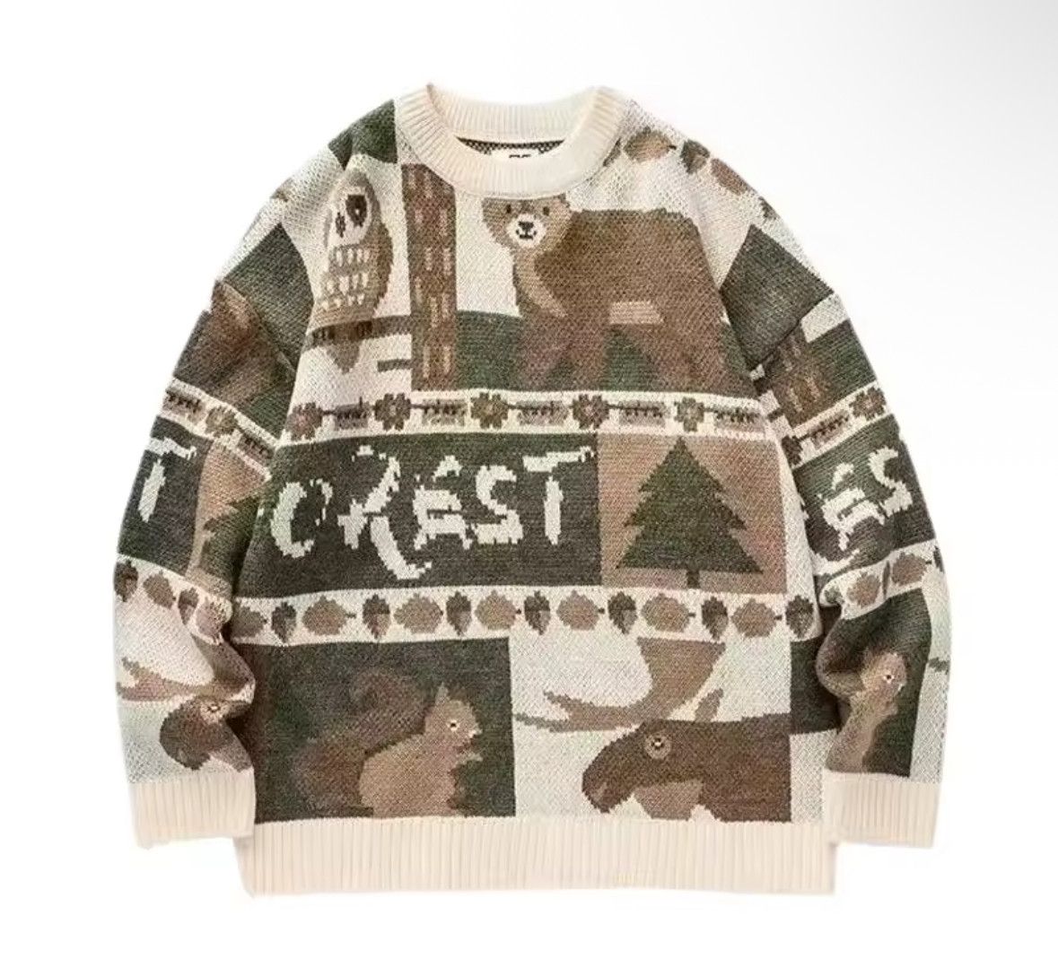 Other Street Winter Y2K Squirrel Dear Sweater Jacquard Knitwear Size US L / EU 52-54 / 3 - 2 Thumbnail