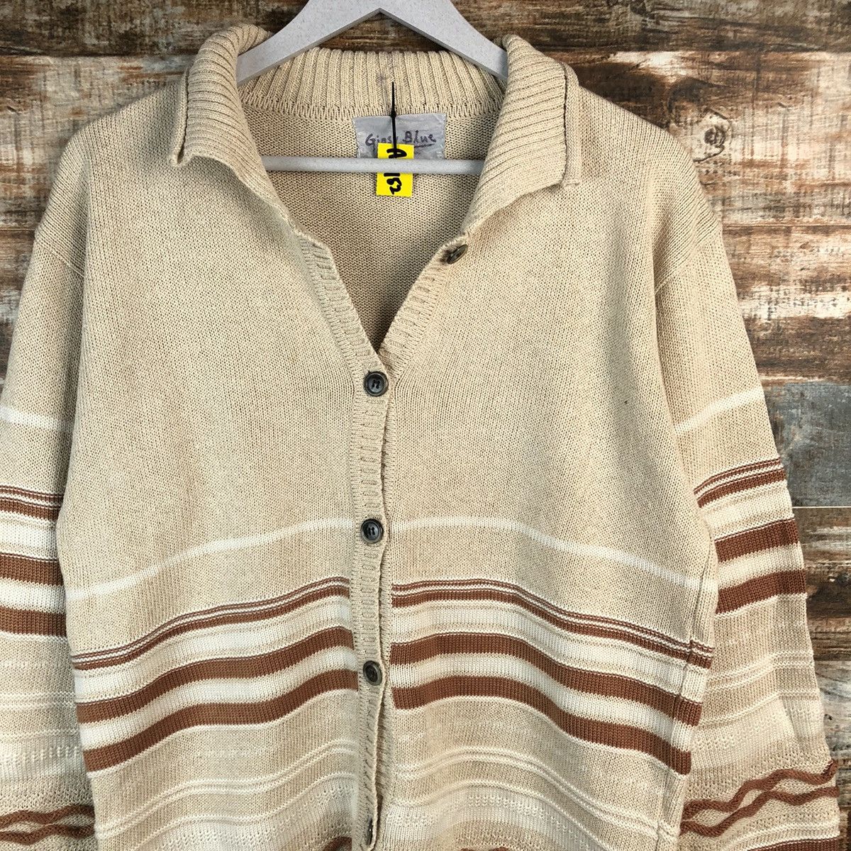 Japanese Brand Gispy Blue Cream Cardigan vintage Knitwear #A1952 Size US M / EU 48-50 / 2 - 5 Thumbnail