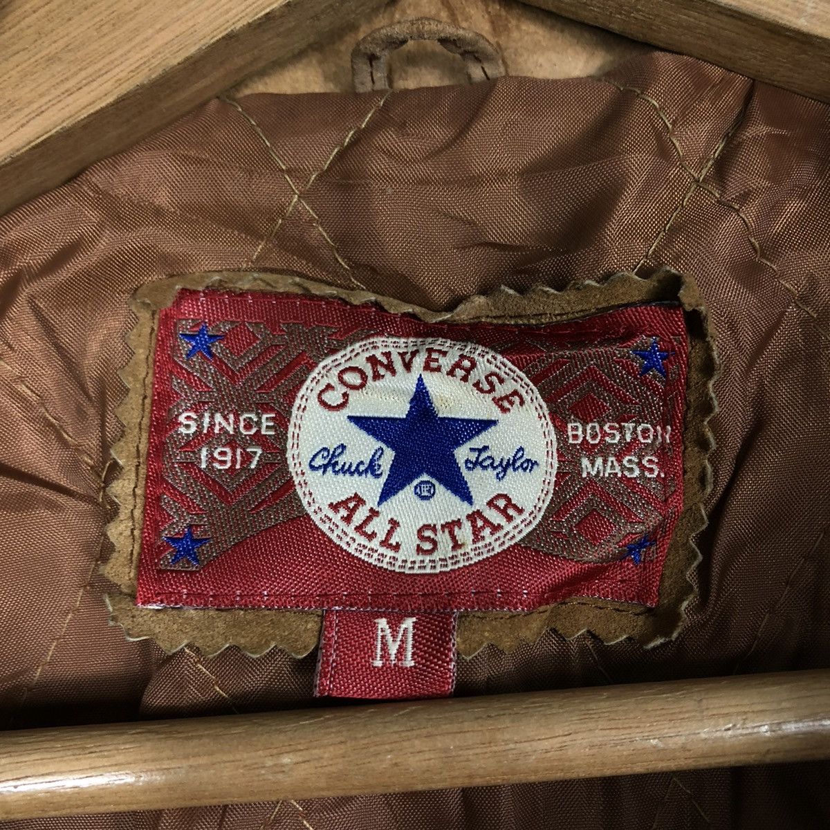 Converse 🔥VINTAGE BOMBER LEATHER JACKET CONVERSE ALL STAR BIG LOGO Size US M / EU 48-50 / 2 - 20 Thumbnail