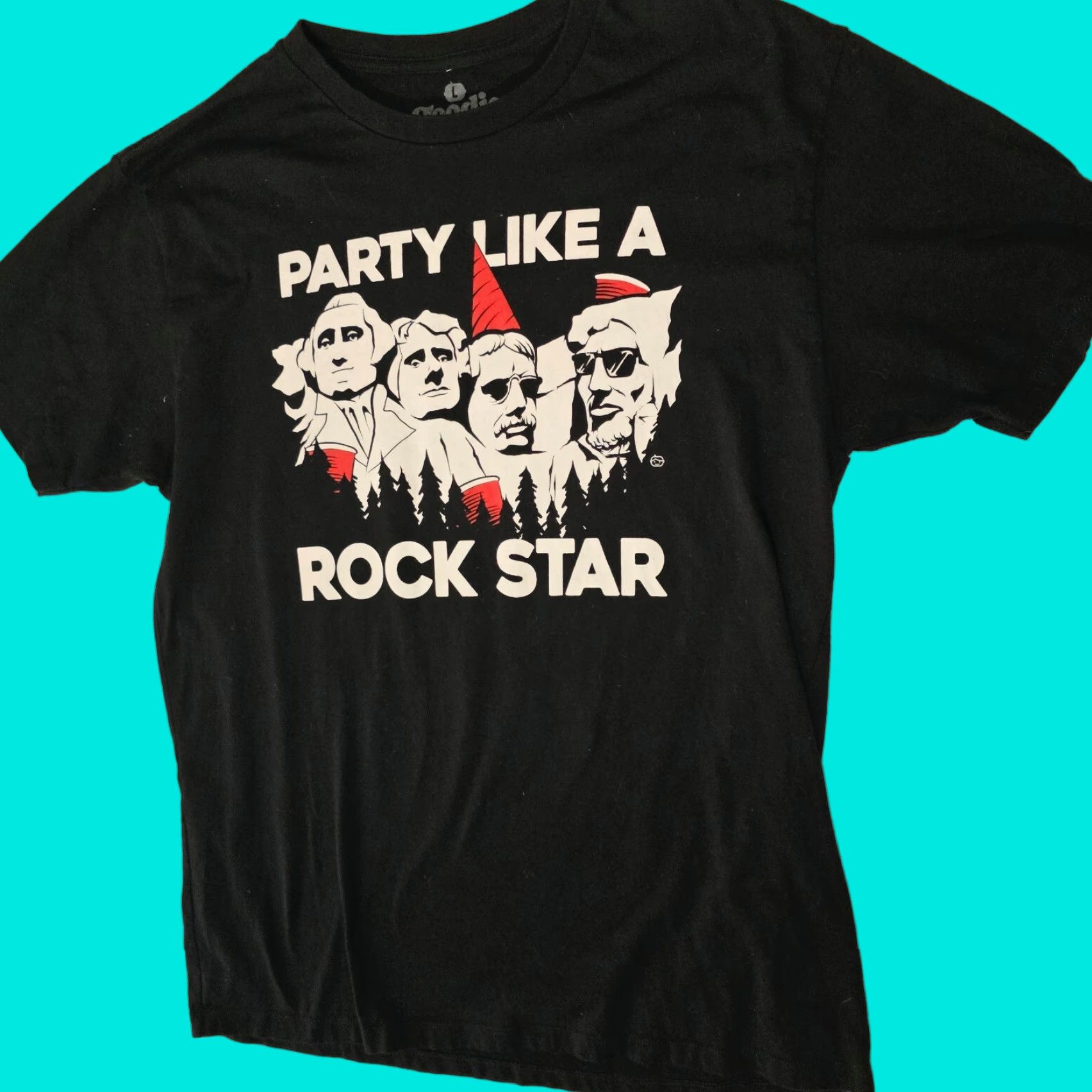 Vintage VINTAGE Goodie Two Sleeves Shirt Men L Black Cotton Crew Neck Short Sleeve Party Like A Rockstar Hippo Funny Animals Size US L / EU 52-54 / 3 - 1 Thumbnail
