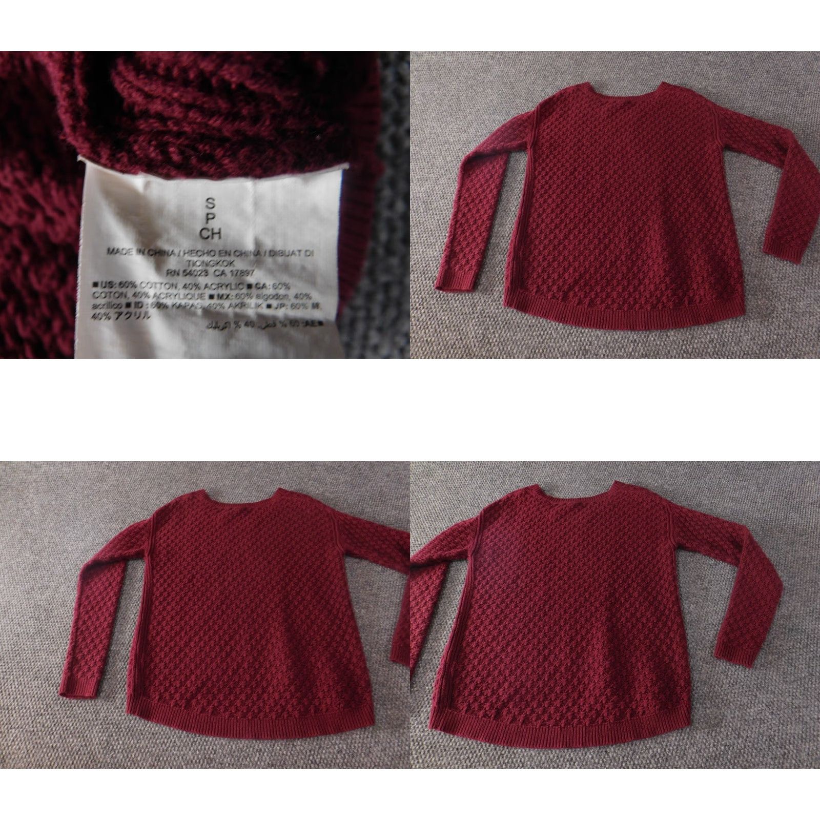 Old Navy Old Navy Womens Sweater S Red Pullover Knit Acrylic Cable-Knit Long Sleeve Raglan Round Neck Classic/Logo Knit Regular Vintage: No Womens Size S / US 4 / IT 40 - 8 Thumbnail
