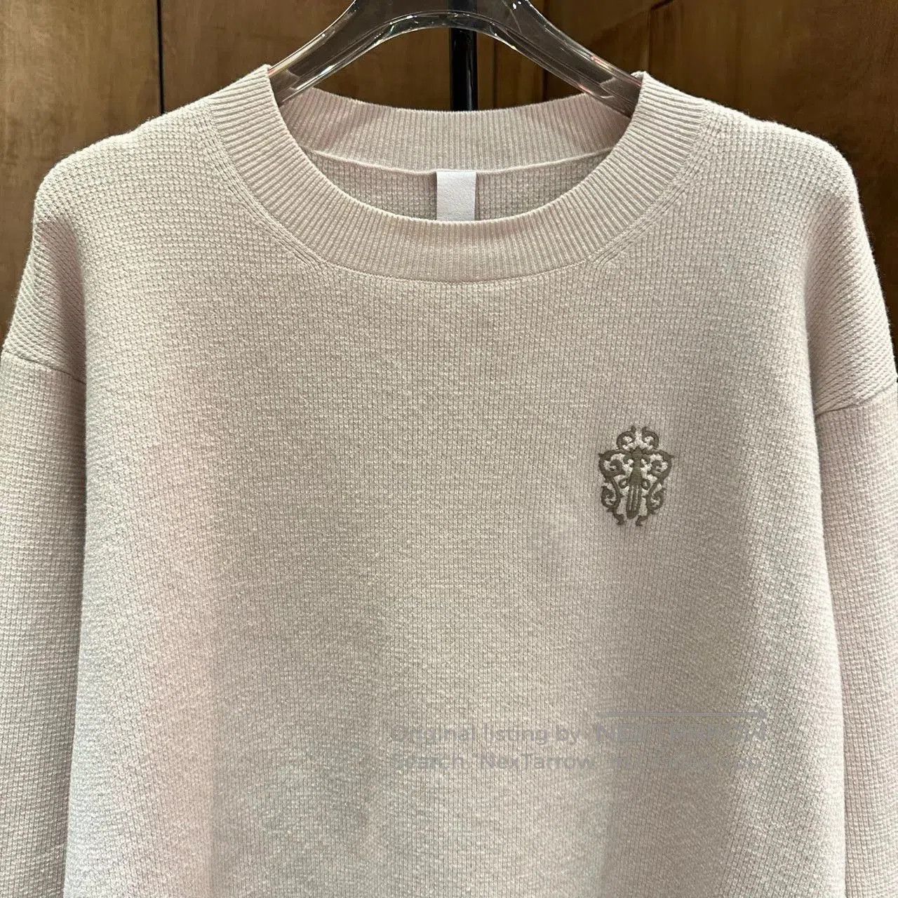 Chrome Hearts Beige XL Long Sleeve Knit Sweater with Emblem. Size US XL / EU 56 / 4 - 2 Thumbnail