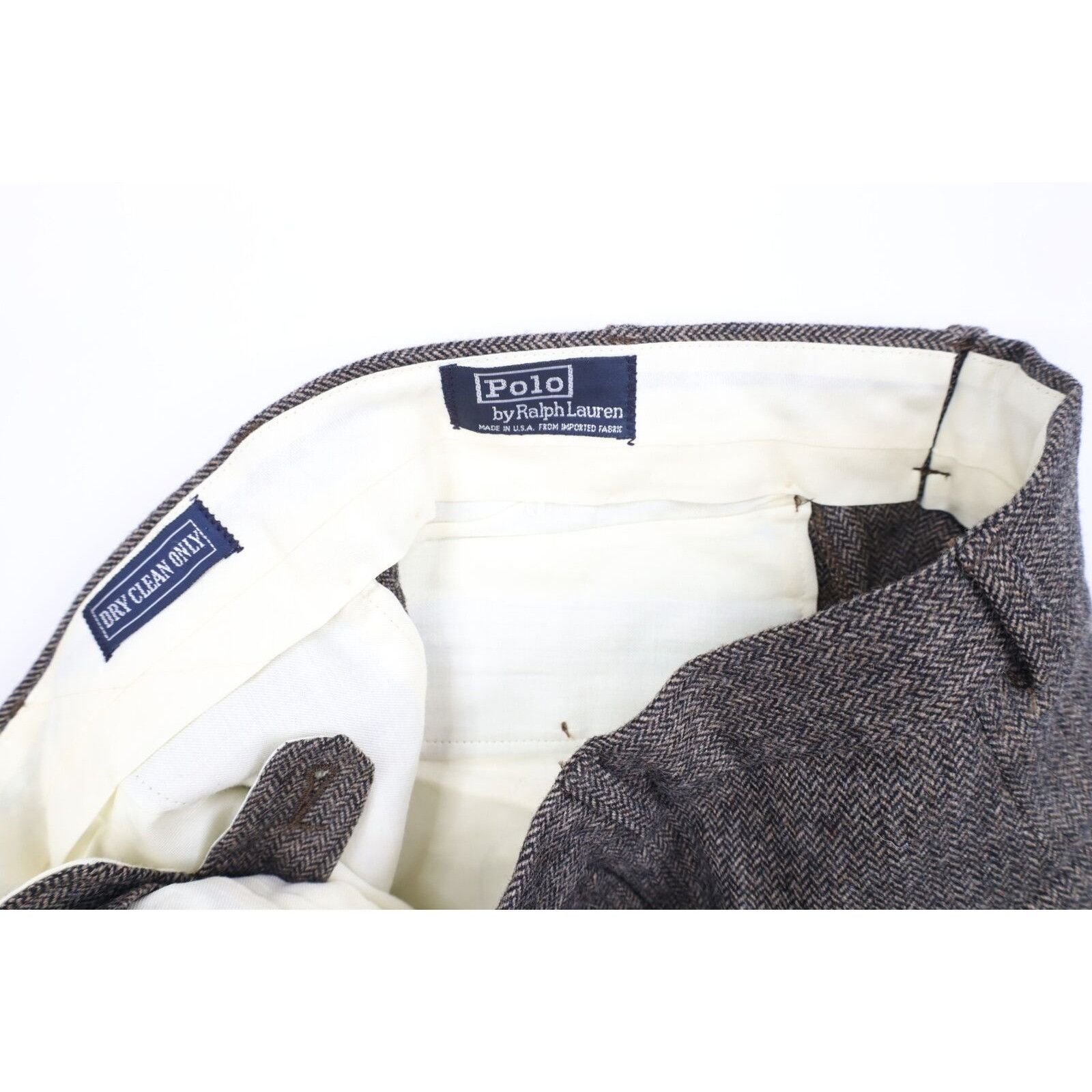 Ralph Lauren × Vintage Vintage 80s Ralph Lauren Unhemmed Wool Herringbone Pants Size US 30 / EU 46 - 9 Thumbnail