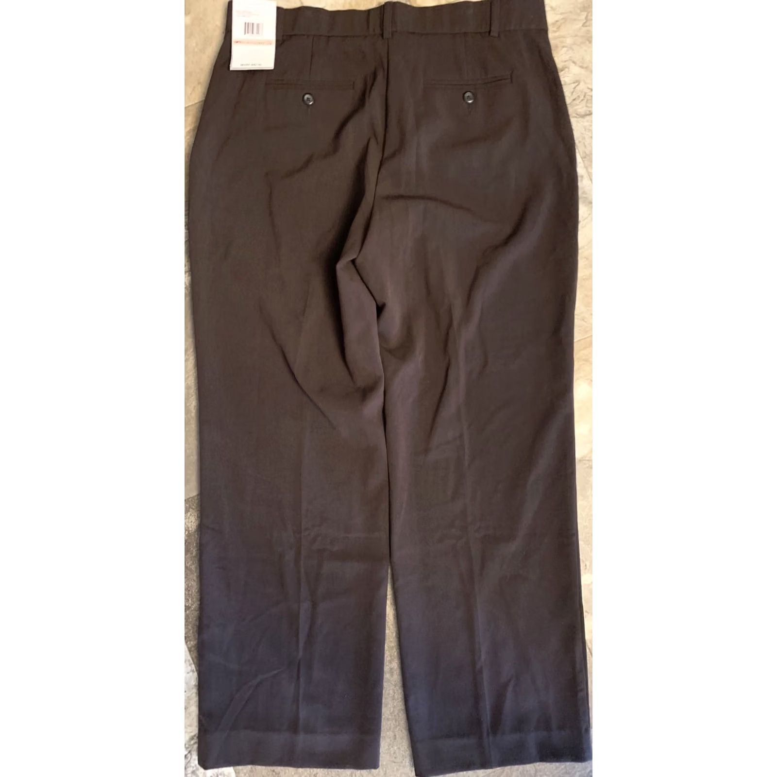 Vintage Sag Harbor Pants Women 10P Brown Petite Stretch Straight Leg Trousers 780 Dress Pants Slimming Pockets Belt Loops Size 32" / US 10 / IT 46 - 7 Thumbnail