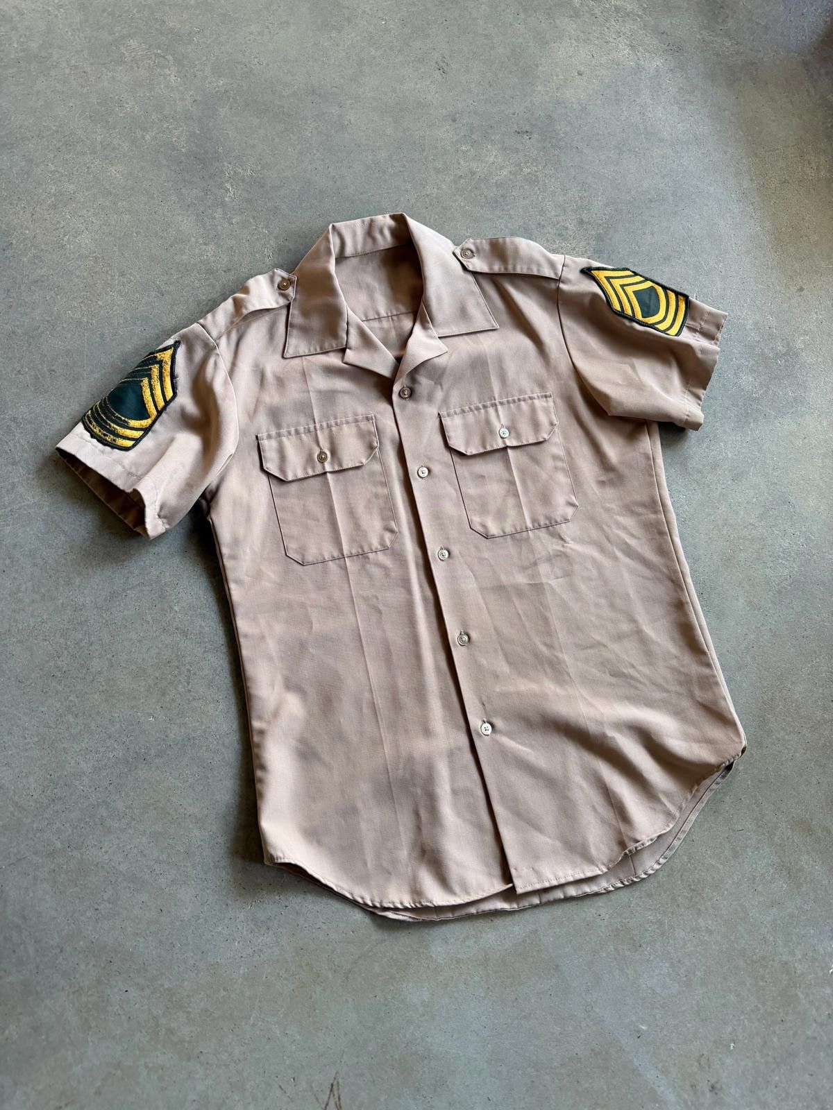 Vintage VTG Military Master Sergeant Tan Button Up Shirt S M Size US M / EU 48-50 / 2 - 2 Thumbnail