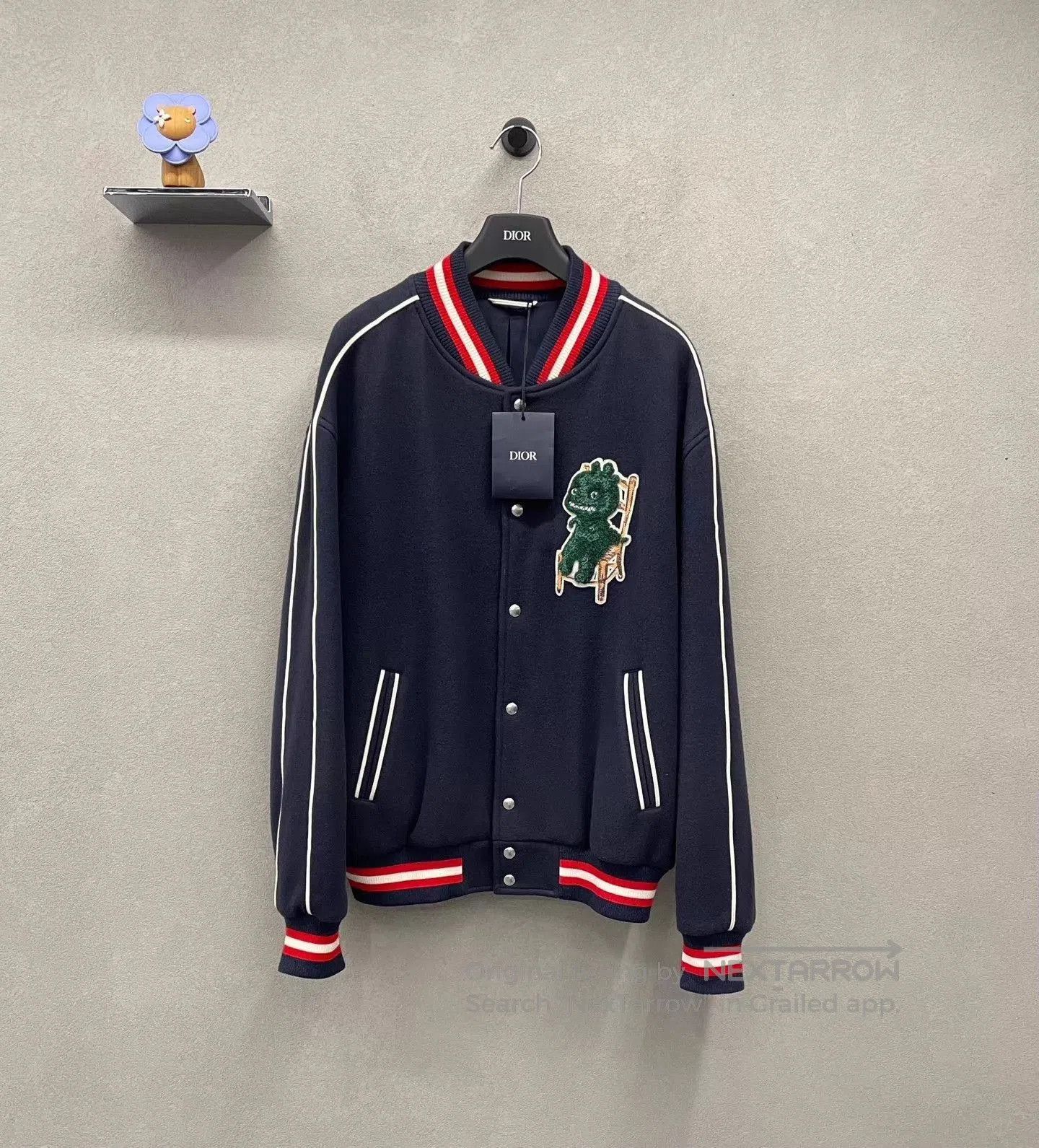 Dior Blue Varsity Bomber Jacket with Embroidered Patch. Size US L / EU 52-54 / 3 - 1 Thumbnail