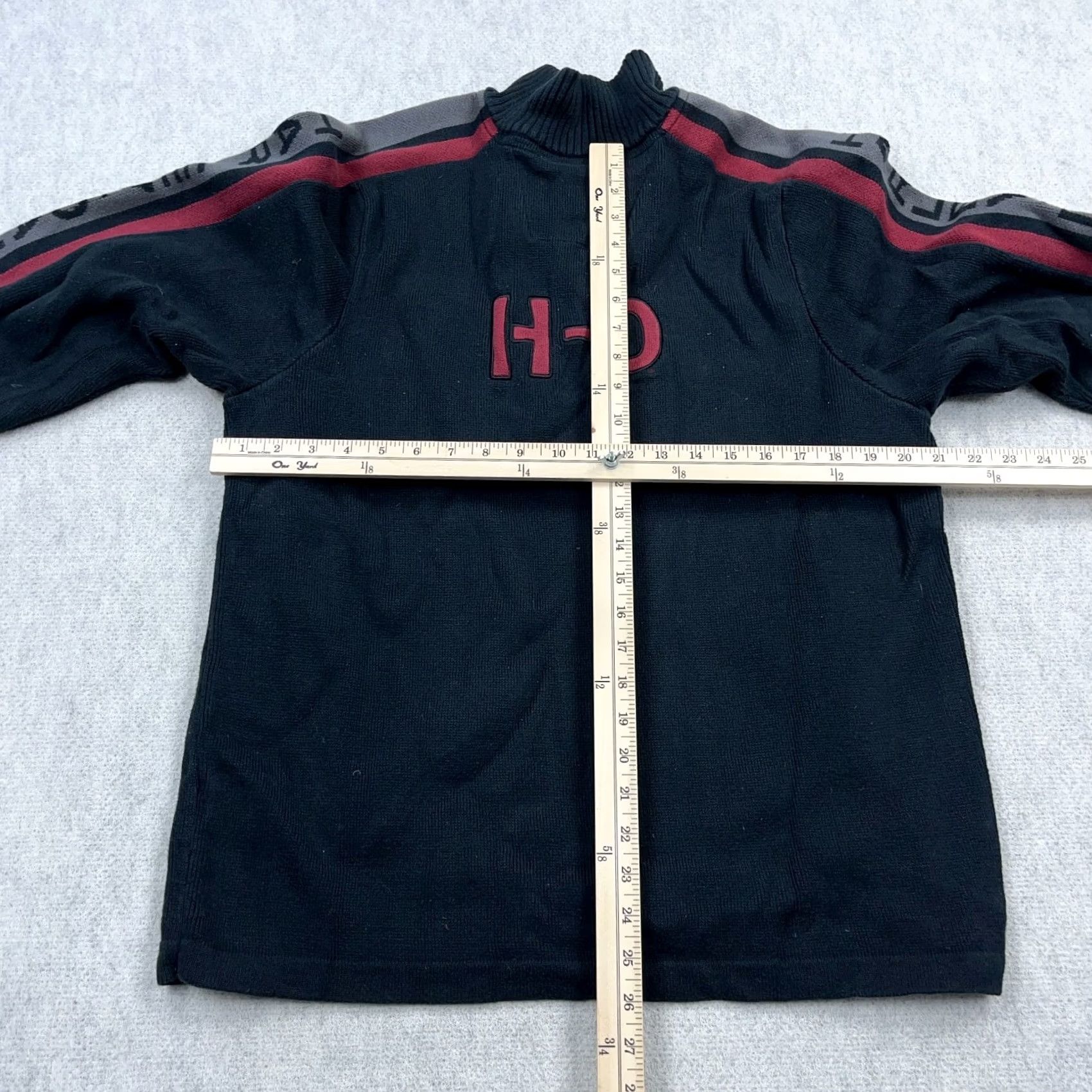 Harley Davidson VINTAGE Harley-Davidson Sweater Men XL Black Heavy Knit Pullover Quarter Zip Spellout Size US XL / EU 56 / 4 - 7 Thumbnail