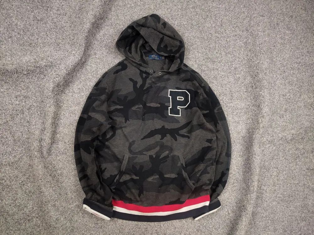 Polo Ralph Lauren Polo Ralph Lauren camo Gray Letterman hoodie Vintage Style Size US S / EU 44-46 / 1 - 1 Thumbnail