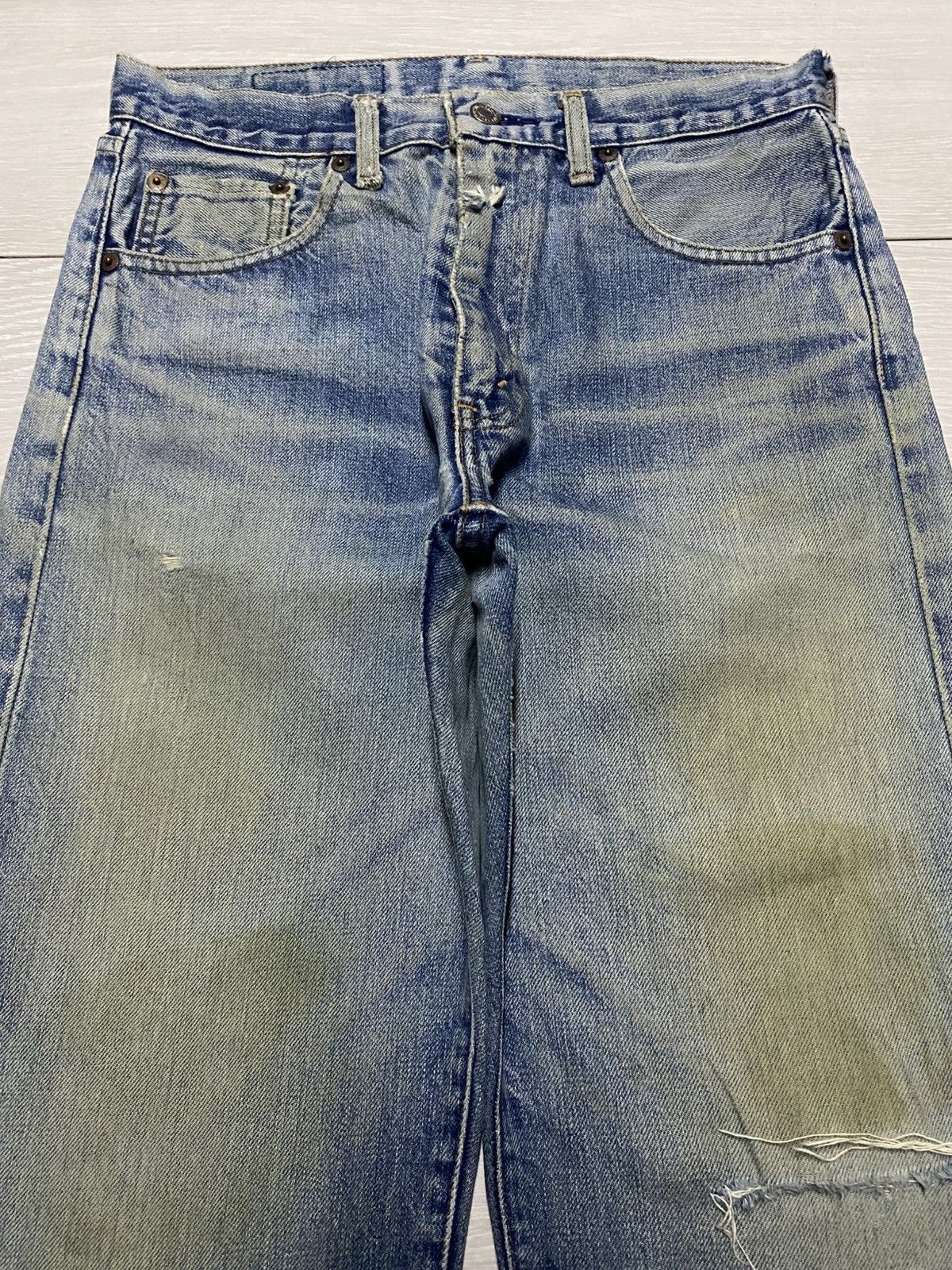 Levi's Vtg Levis 502 xx Big E Talon Zip Mud Wash Distressed Jeasn Size US 29 - 3 Thumbnail