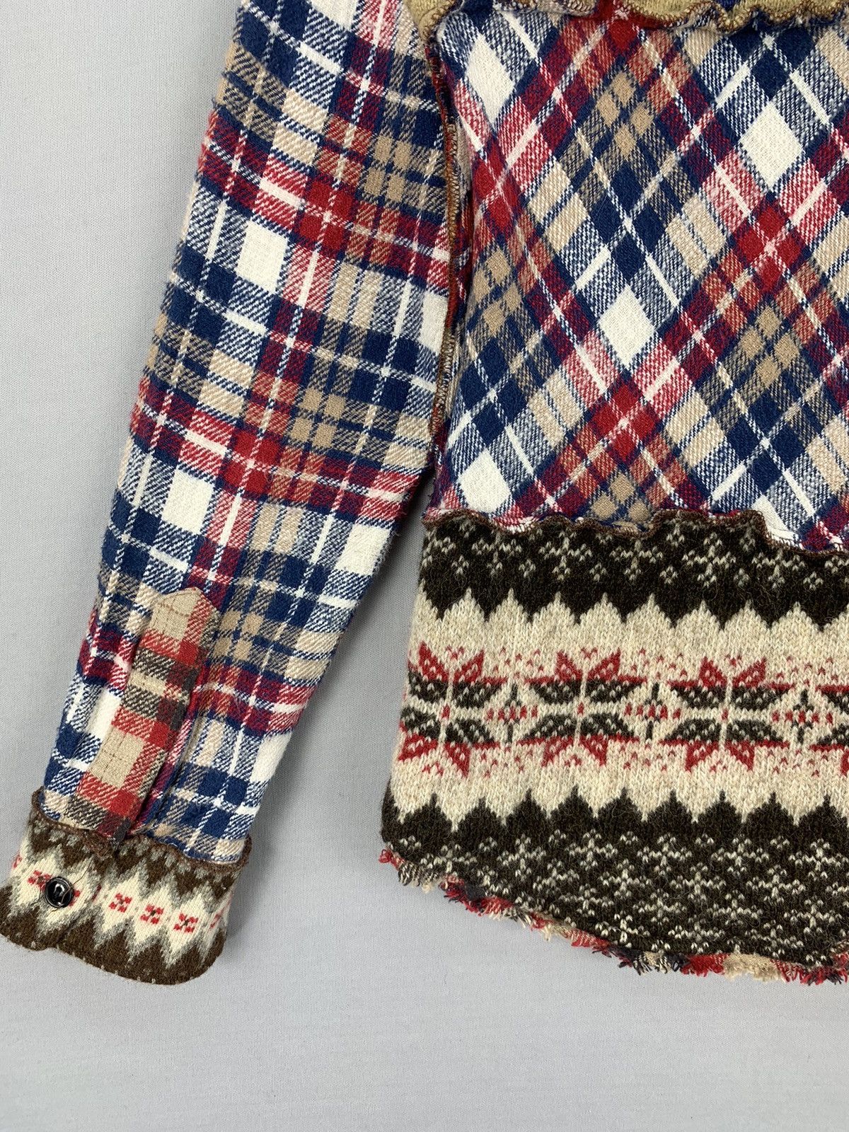 Japanese Brand Rare Navajo Patchwork Knitted Flannel Size XXS / US 00 / IT 34 - 13 Thumbnail