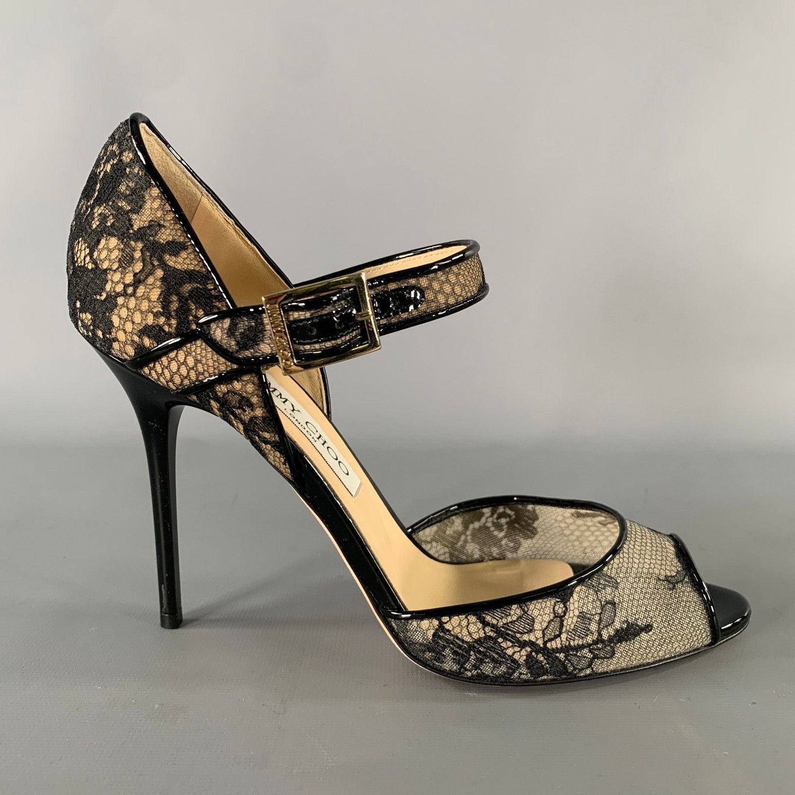 Jimmy Choo JIMMY CHOO Size 9 Black Cream Lace 144Lace Stiletto Pumps Size US 9 / IT 39 - 2 Thumbnail