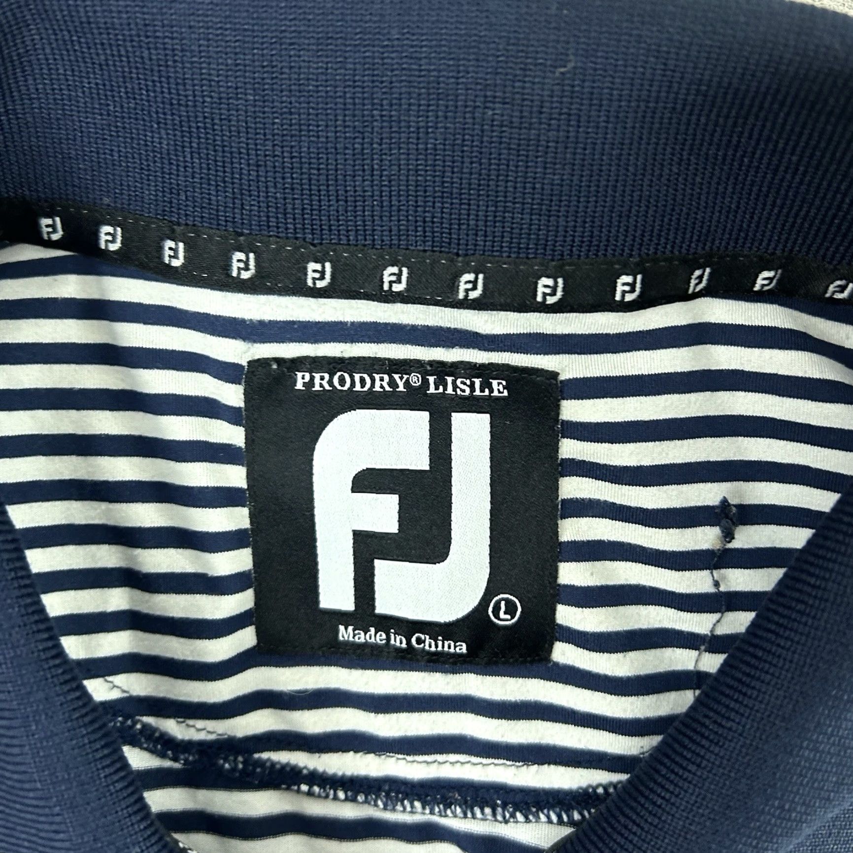 Footjoy Footjoy Polo Shirt Large Blue White ProDry Performance Lisle Golf *Stain Size US L / EU 52-54 / 3 - 4 Thumbnail
