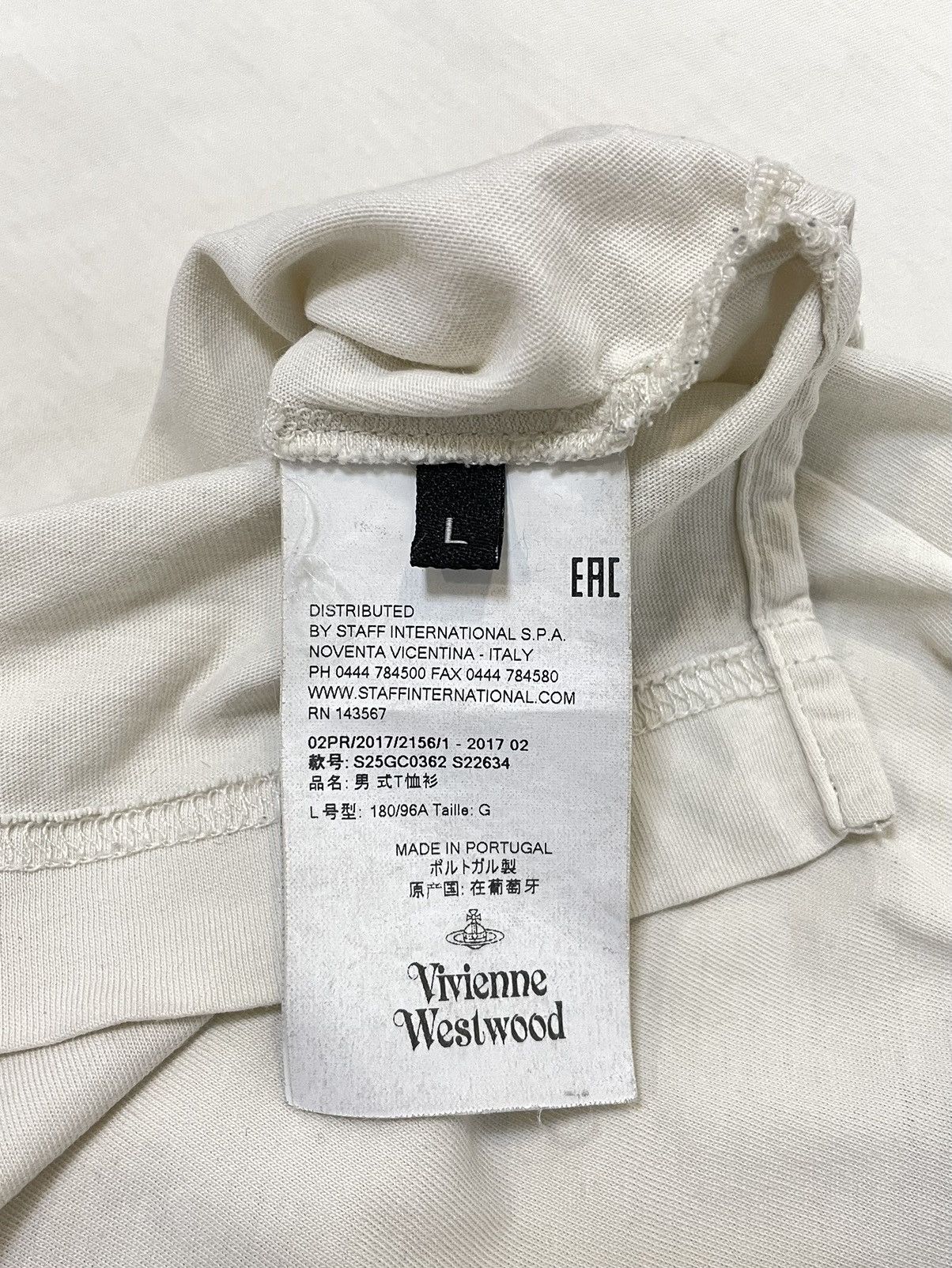 Vivienne Westwood Vivienne Westwood Organic Cotton T-Shirt – Size L – Cream Size US L / EU 52-54 / 3 - 12 Thumbnail