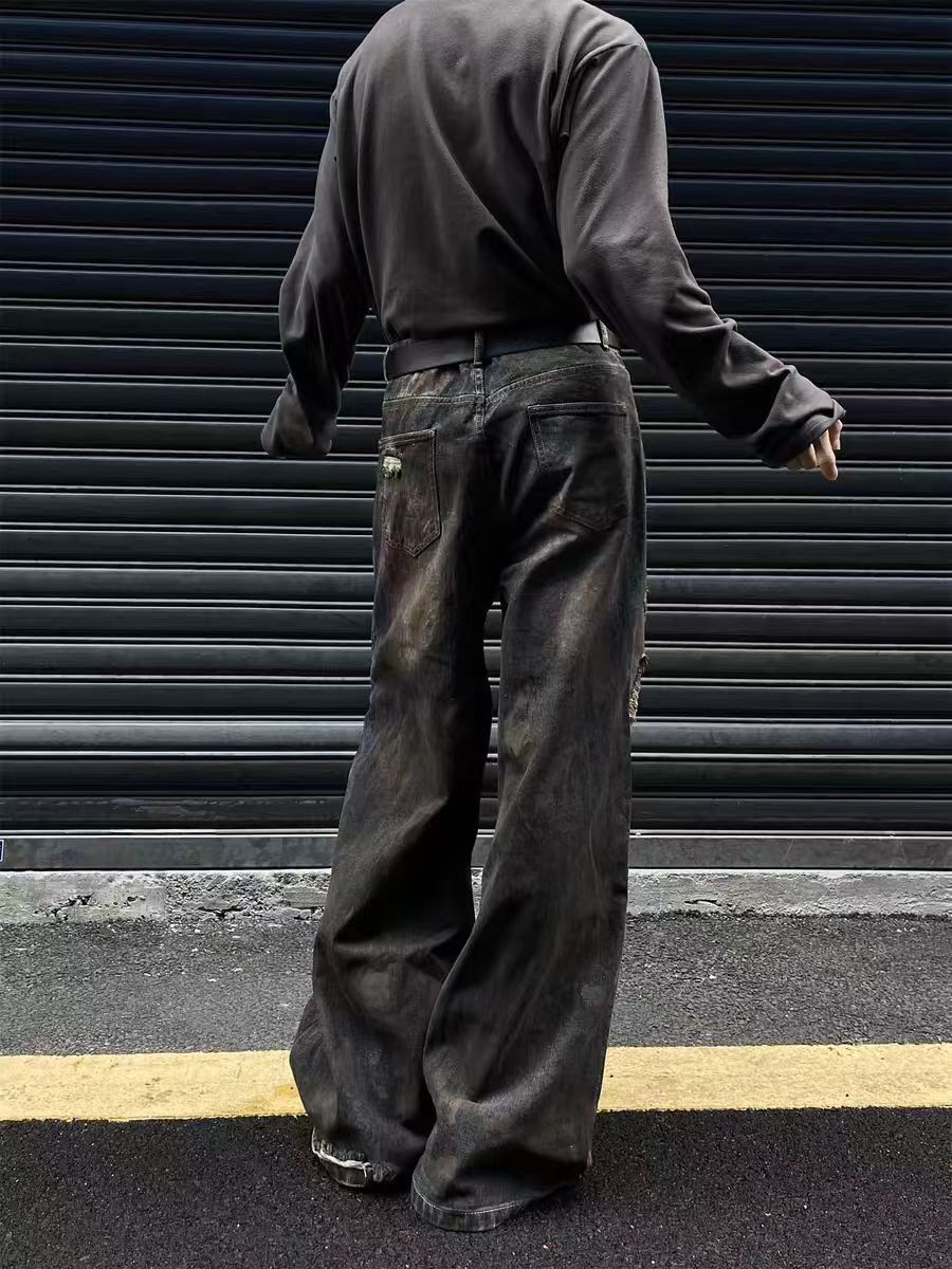 Japanese Brand × Jean Heavy dirty wash ripped high street hip hop jeans Size US 30 / EU 46 - 3 Thumbnail