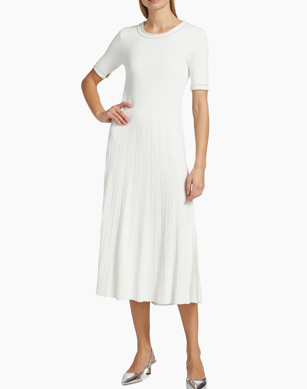 Elie Tahari Elie Tahari Pearl Embellished Knit Midi-Dress size M Size M / US 6-8 / IT 42-44 - 3 Thumbnail