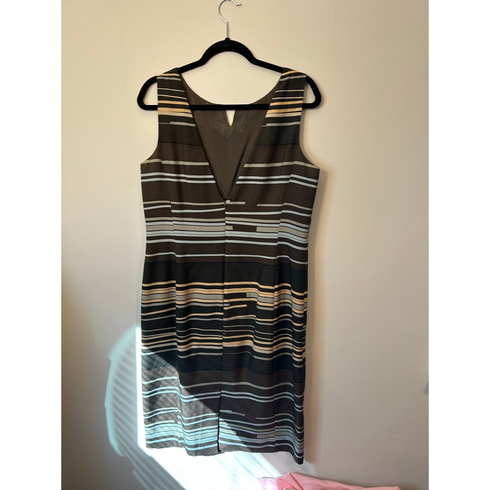 Worthington Worth Brown Blue Green Stripe 100% Silk Pencil Dress, Sz 12 Size XL / US 12-14 / IT 48-50 - 6 Thumbnail