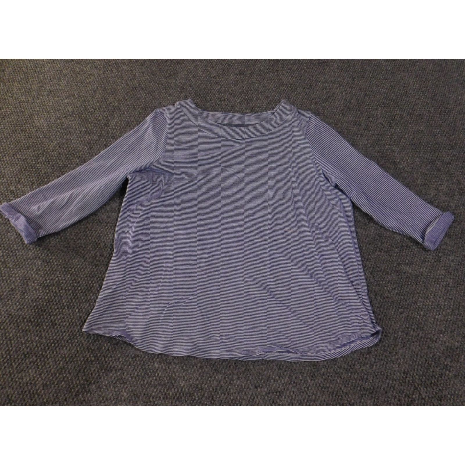 Talbots Talbots Shirt Womens XL Blue Striped Knit Stretch Casual Tee Crew Neck Long Sleeve Cotton Regular Vintage No Size XL / US 12-14 / IT 48-50 - 2 Thumbnail