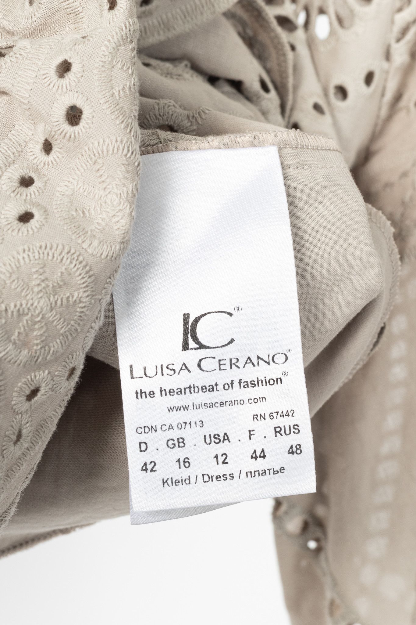 Luisa Cerano Luisa Cerano SS22 Taupe Cotton Broderie Anglaise Shirt Dress Size XL / US 12-14 / IT 48-50 - 10 Thumbnail