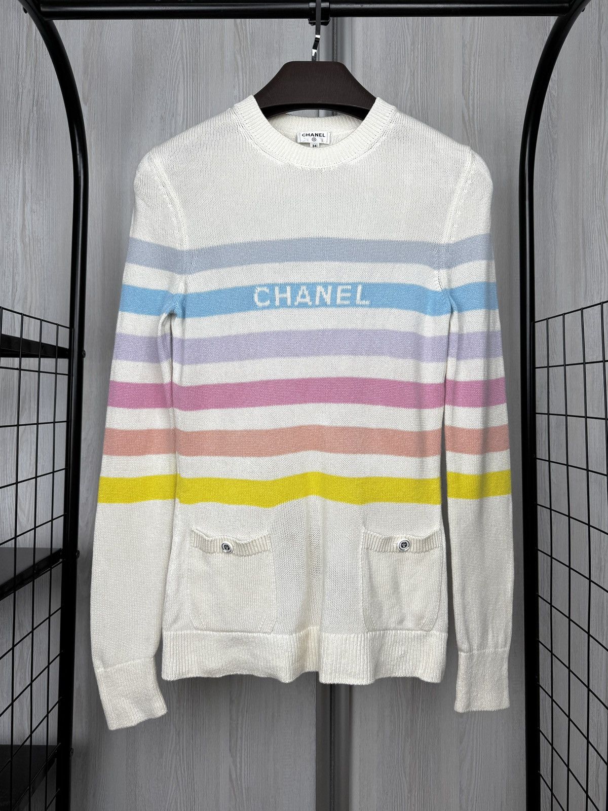 Chanel CHANEL 19c "La Pausa" Striped Multi Cashmere sweater Jumper Size XS / US 0-2 / IT 36-38 - 2 Thumbnail