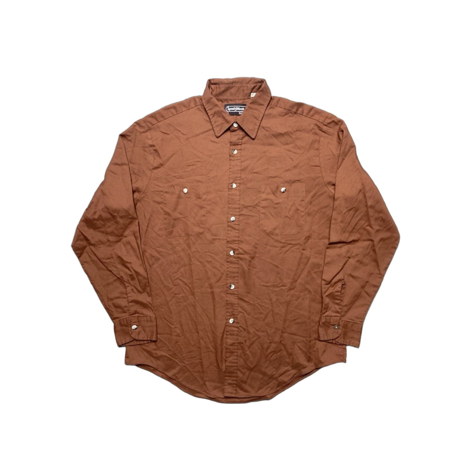 Sears VINTAGE Sears Sportswear 70s Long Sleeve Button-Up Shirt Brown Lightweight Large Men M Mens Shirt Size US L / EU 52-54 / 3 - 1 Thumbnail