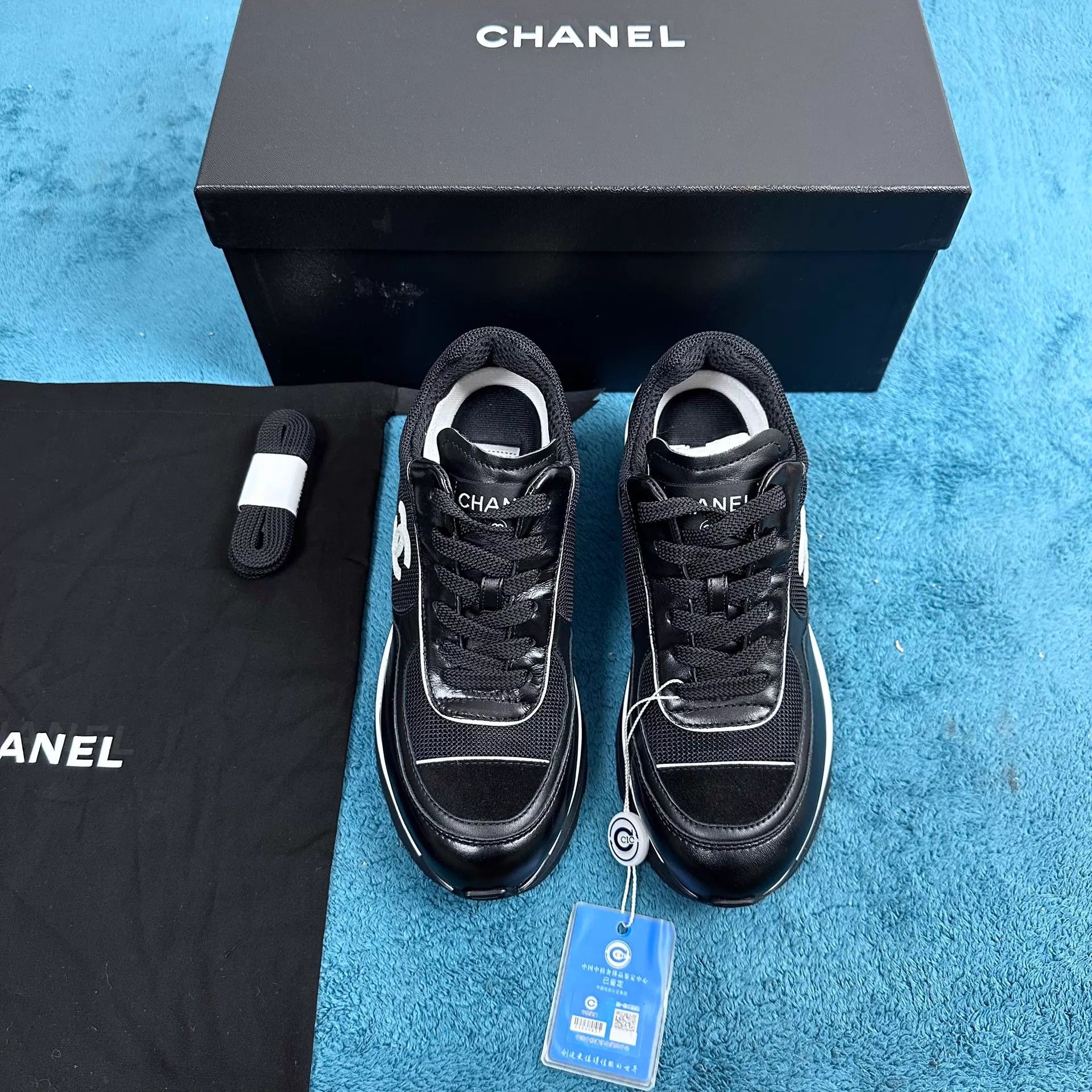 Chanel Chanel 25K Low-Top Heeled Suede Calfskin Sneaker Black 37 Size US 6.5 / IT 36.5 - 1 Thumbnail