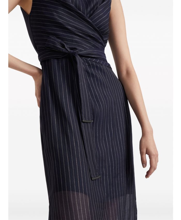Brunello Cucinelli o1la1rc1a0425 Denim Dress in Navy Blue Size S / US 4 / IT 40 - 6 Thumbnail