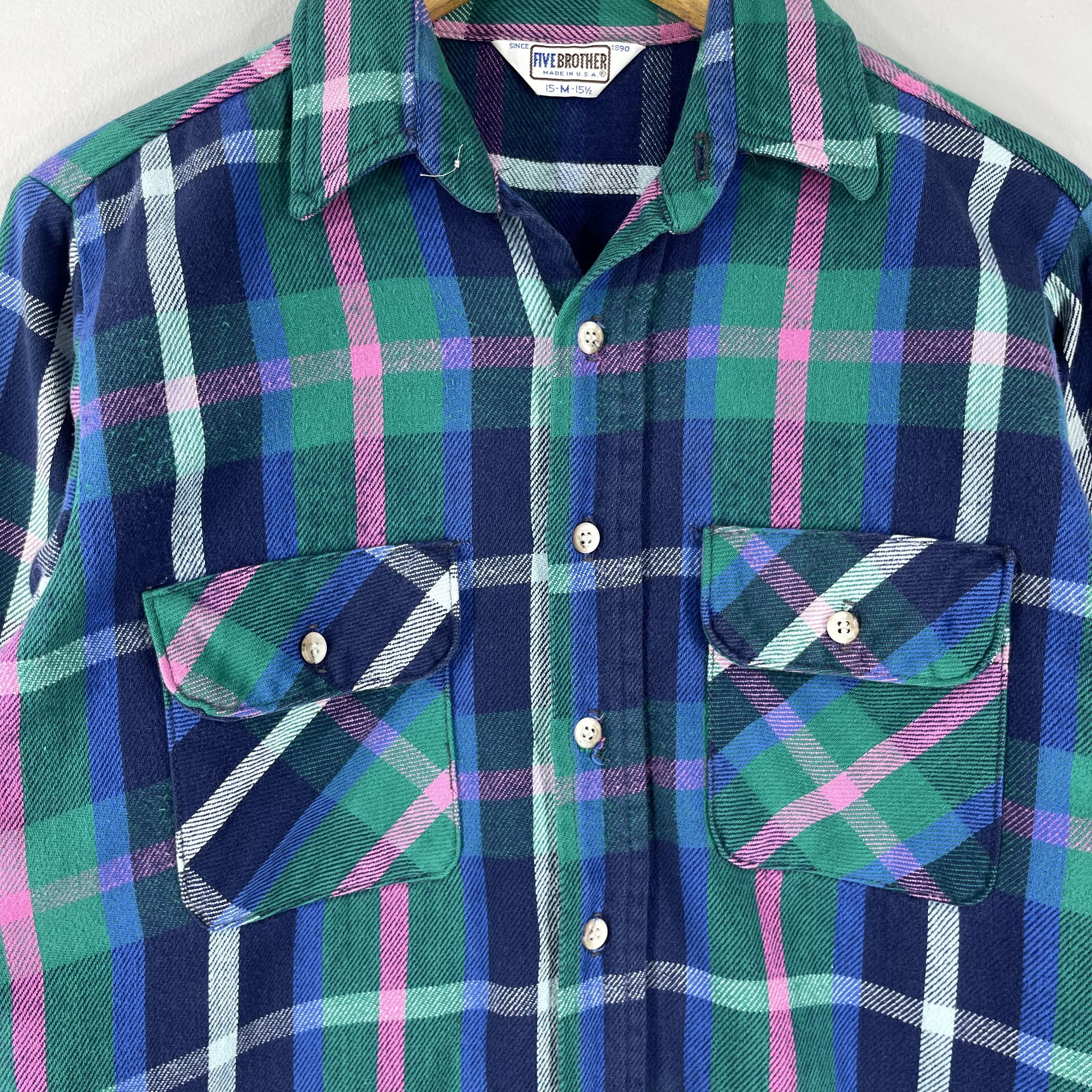 Flannel Vintage FIVE BROTHERS Checkered Double Pocket Flannel Size M / US 6-8 / IT 42-44 - 2 Thumbnail