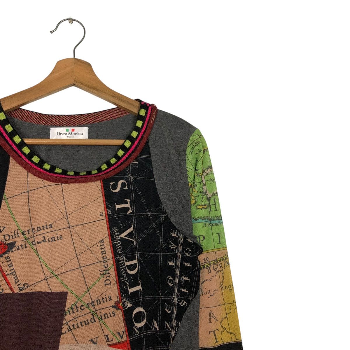 Japanese Brand 🔥VINTAGE FULL PRINT LONG SLEEVE LINEA MONICA MAP DESIGN Size L / US 10 / IT 46 - 8 Thumbnail