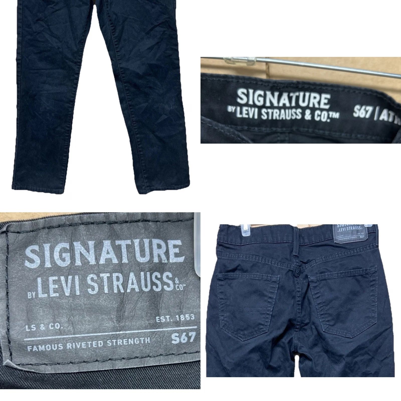 Levi's VINTAGE Levi's Signature Mens Black Stretch Pants Straight Leg 29x30 Size US 29 - 9 Thumbnail