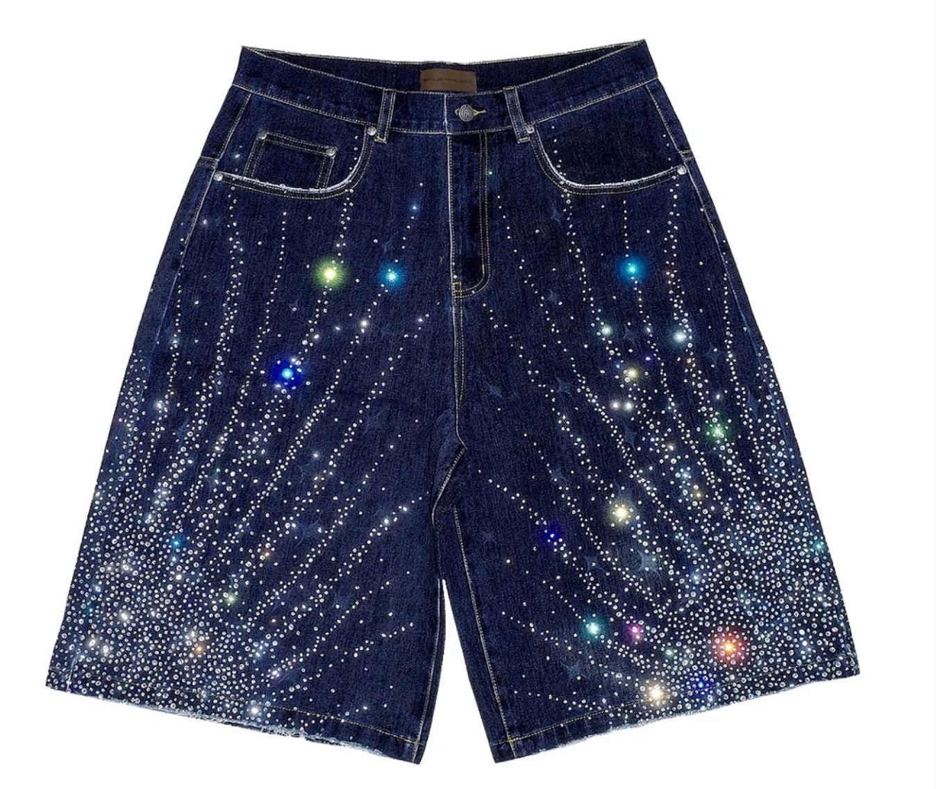 20K Diamond Starlight Denim Shorts IN Blue