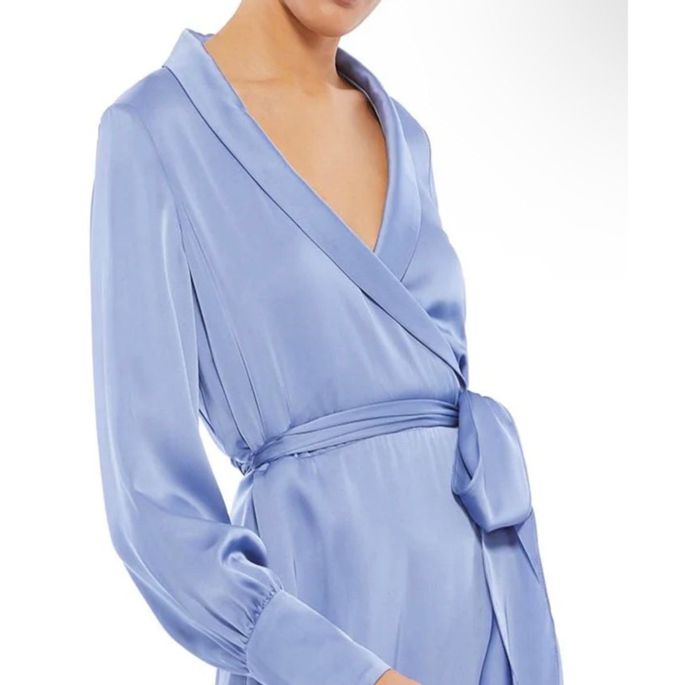 Mac Duggal MAC DUGGAL 12506 cocktail wrap periwinkle blue dress Size XS / US 0-2 / IT 36-38 - 3 Thumbnail