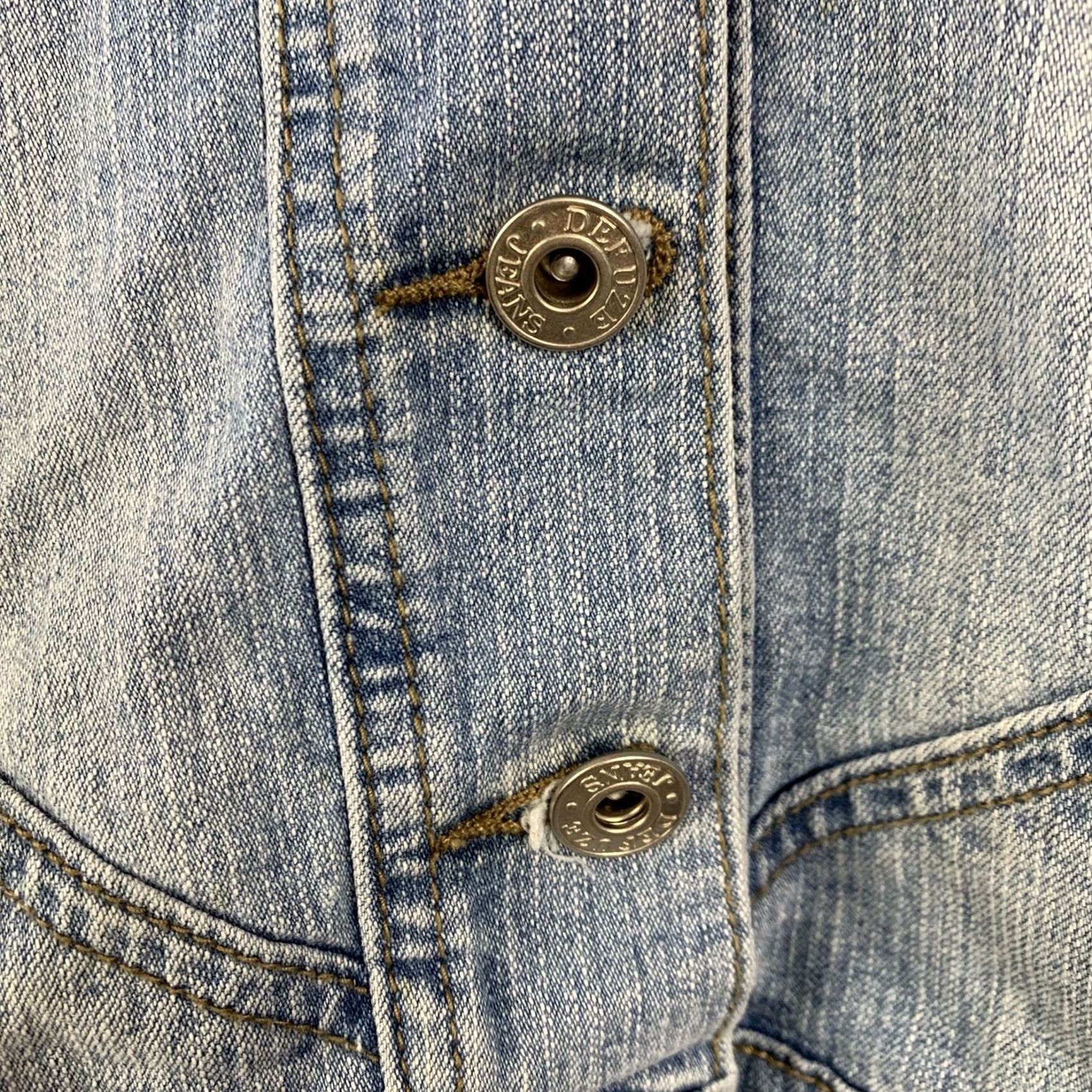 Denime VINTAGE Defuze Juniors XL Cropped Denim Jacket Blue Rhinestone Studded Button Front Size XL / US 12-14 / IT 48-50 - 5 Thumbnail
