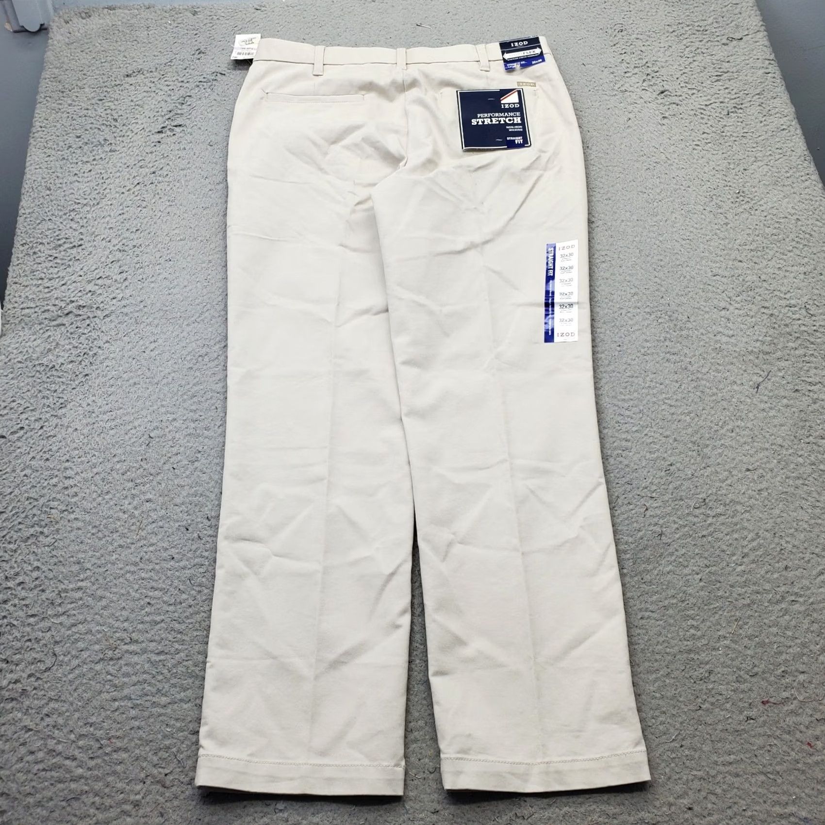 Izod IZOD Mens 32 Chino Pants Tan Straight Fit Flat Front Stretch Size US 32 / EU 48 - 2 Thumbnail